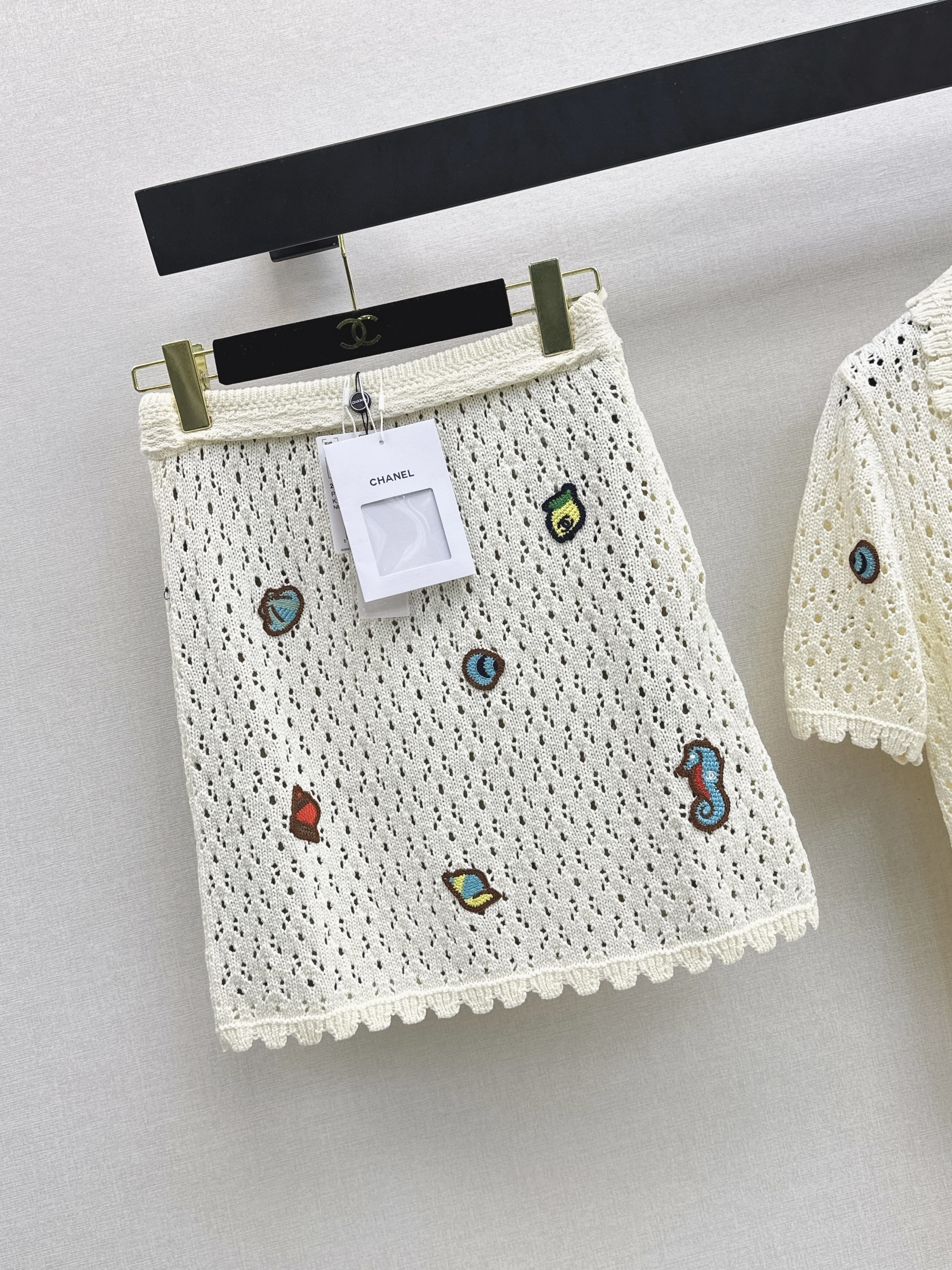 Chan 26SS Crochet Knit Mini Skirt