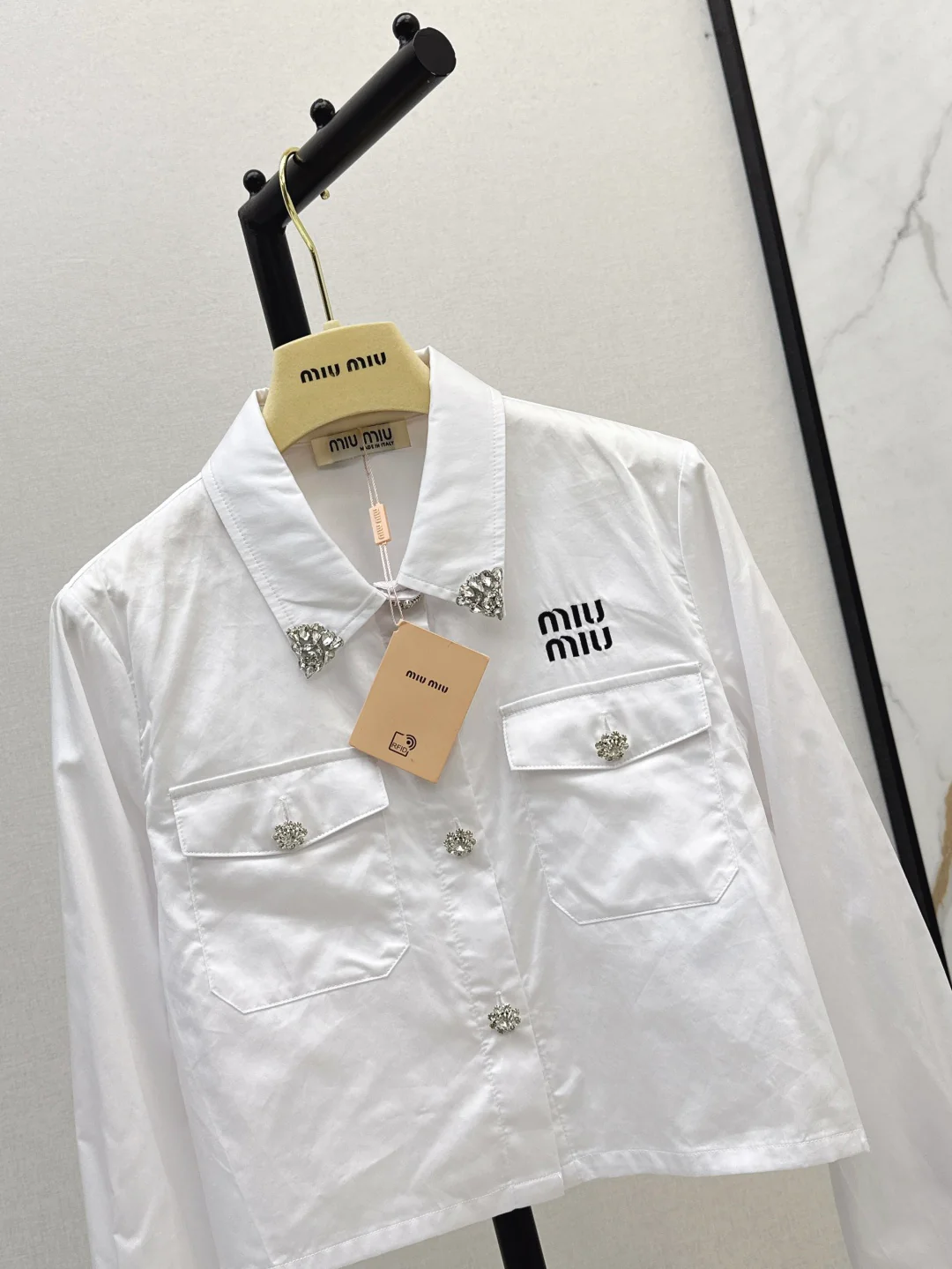 Miu 26ss rhinestones shirts