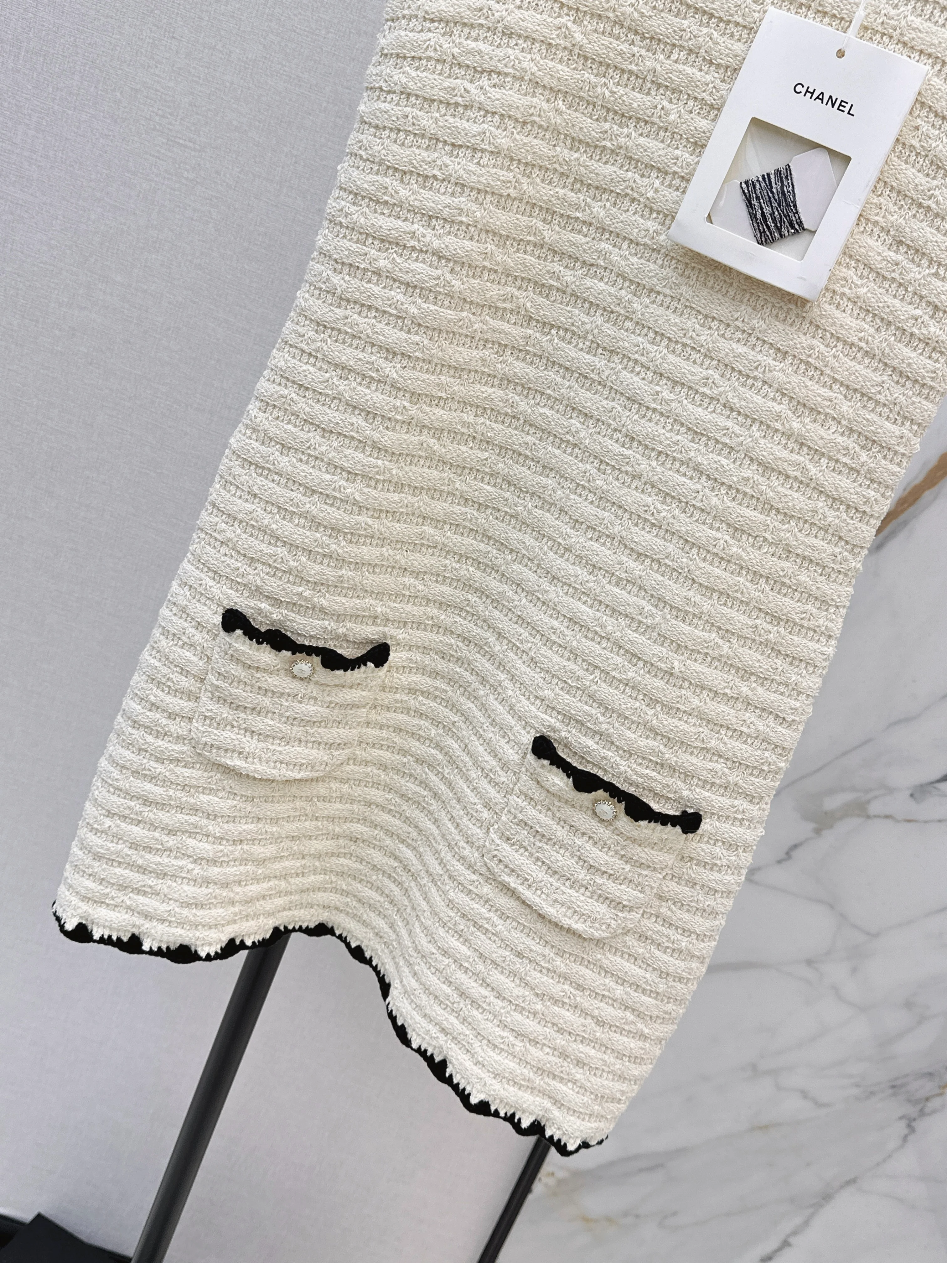 Chan 26ss woven knitted sleeveless dress