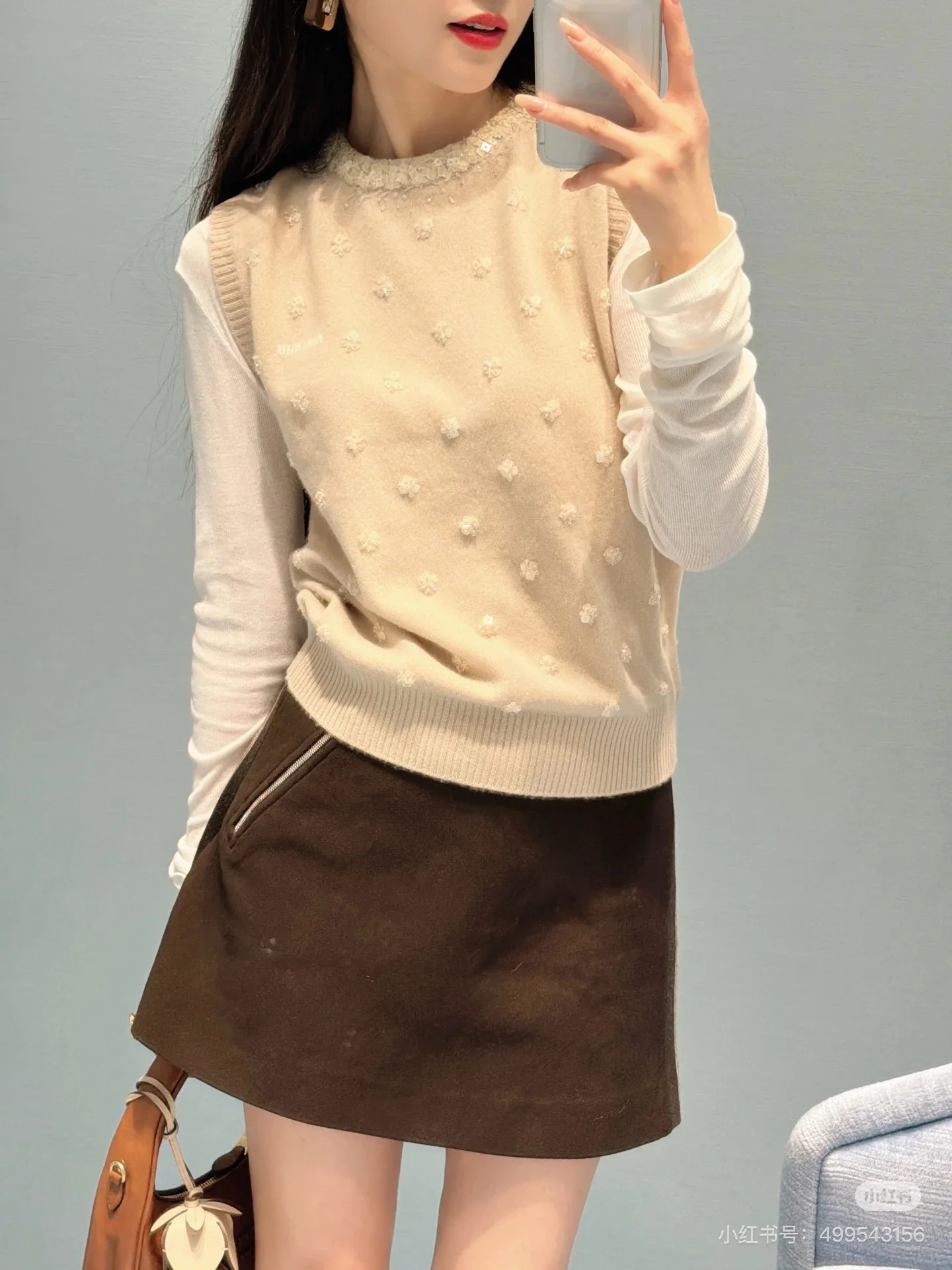 Miu 26ss beading flower vest