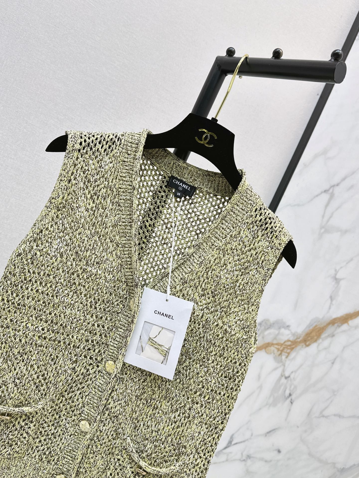 Chan 26ss hollow knit vest