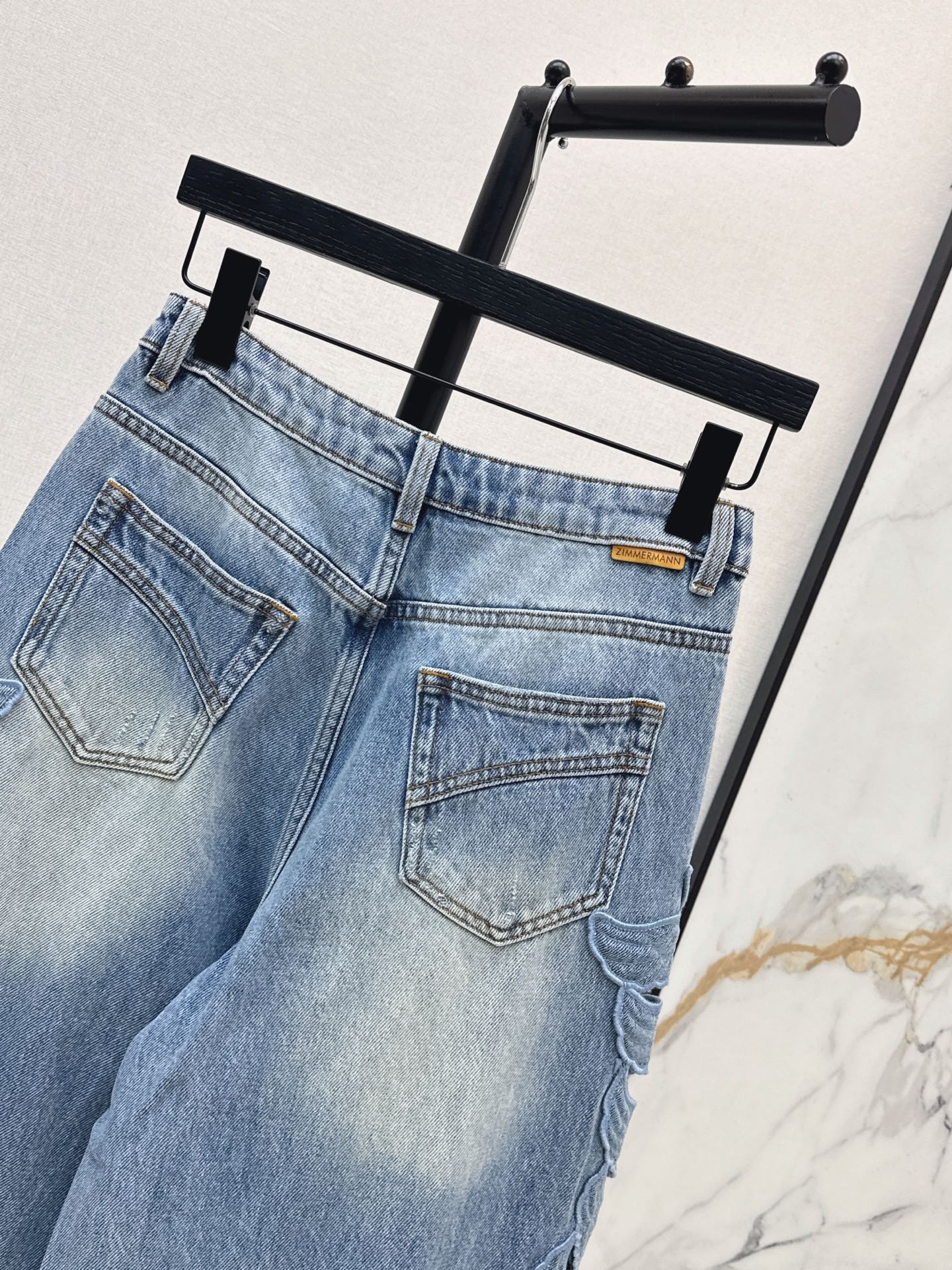 Zimm 26ss hollow embroidery jeans