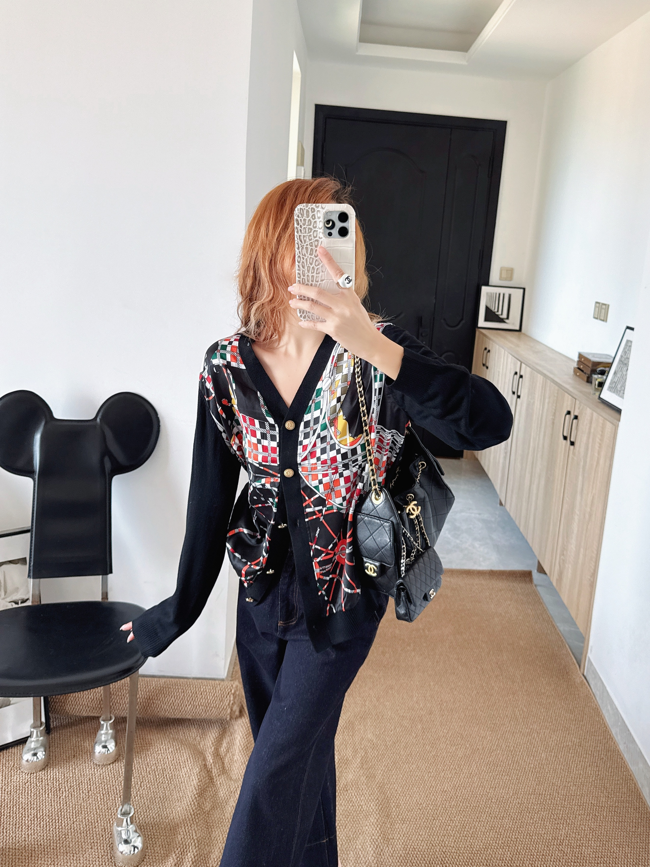 Herm 26ss print knit cardigan