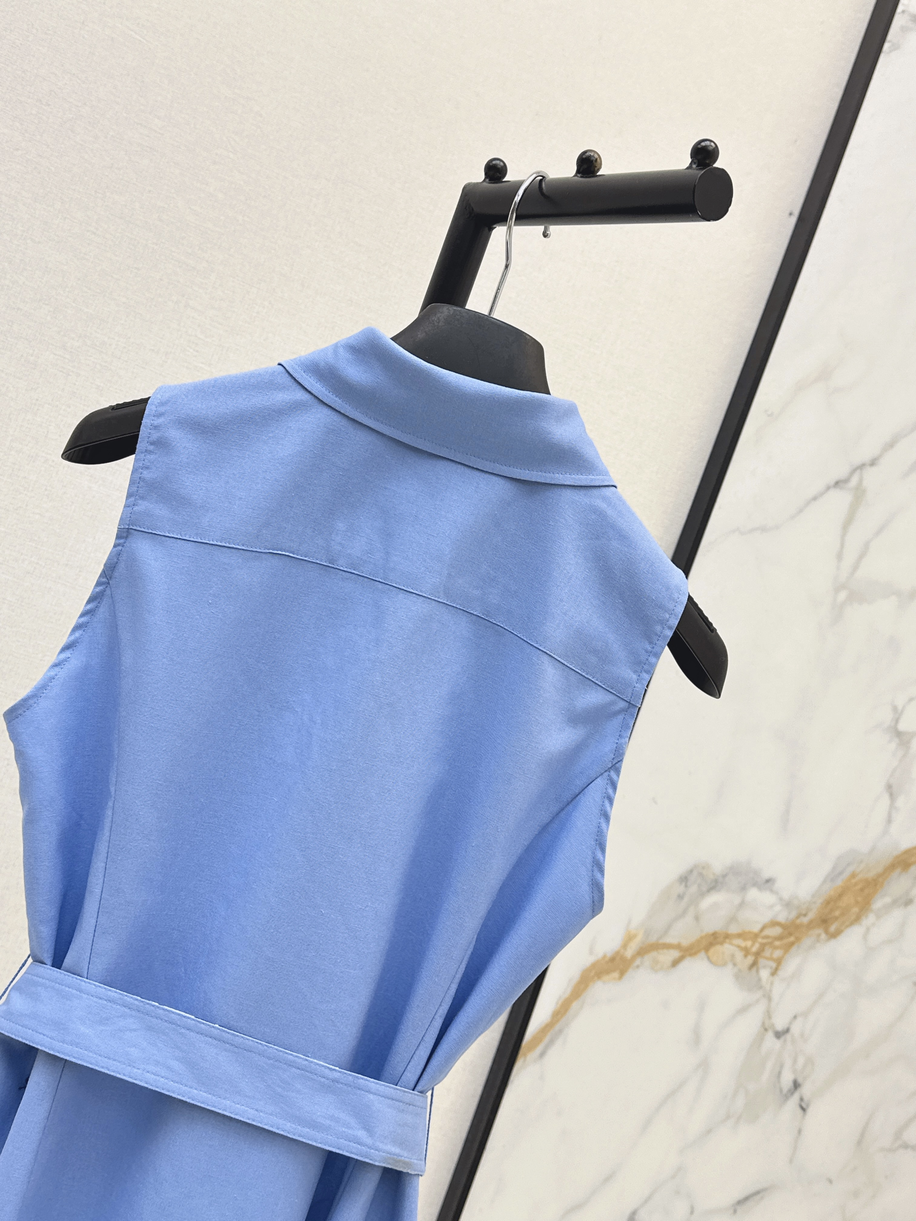 CD 26SS Sleeveless Belted Shirt Dress