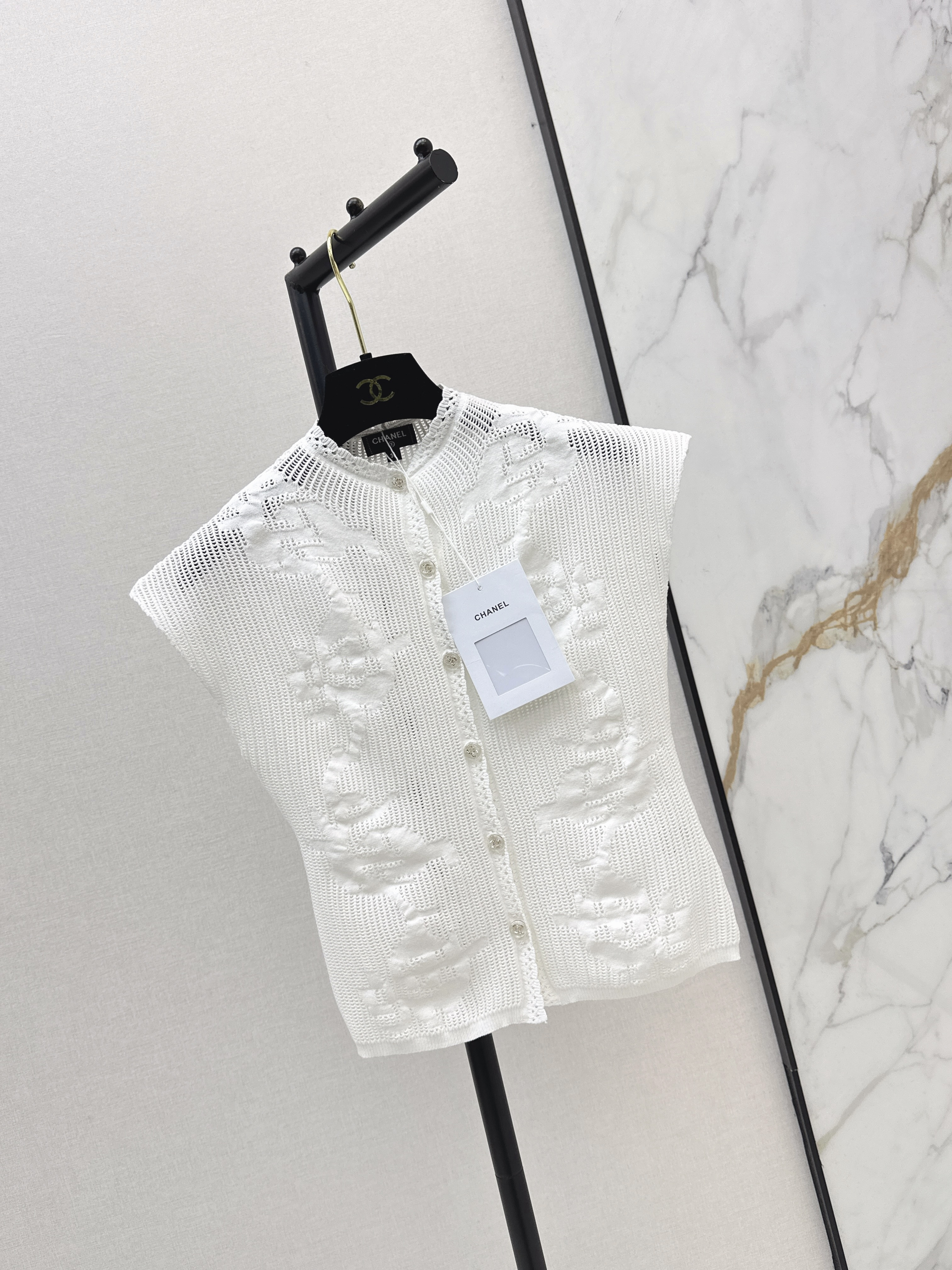 Chan 26ss hollow knit vest top