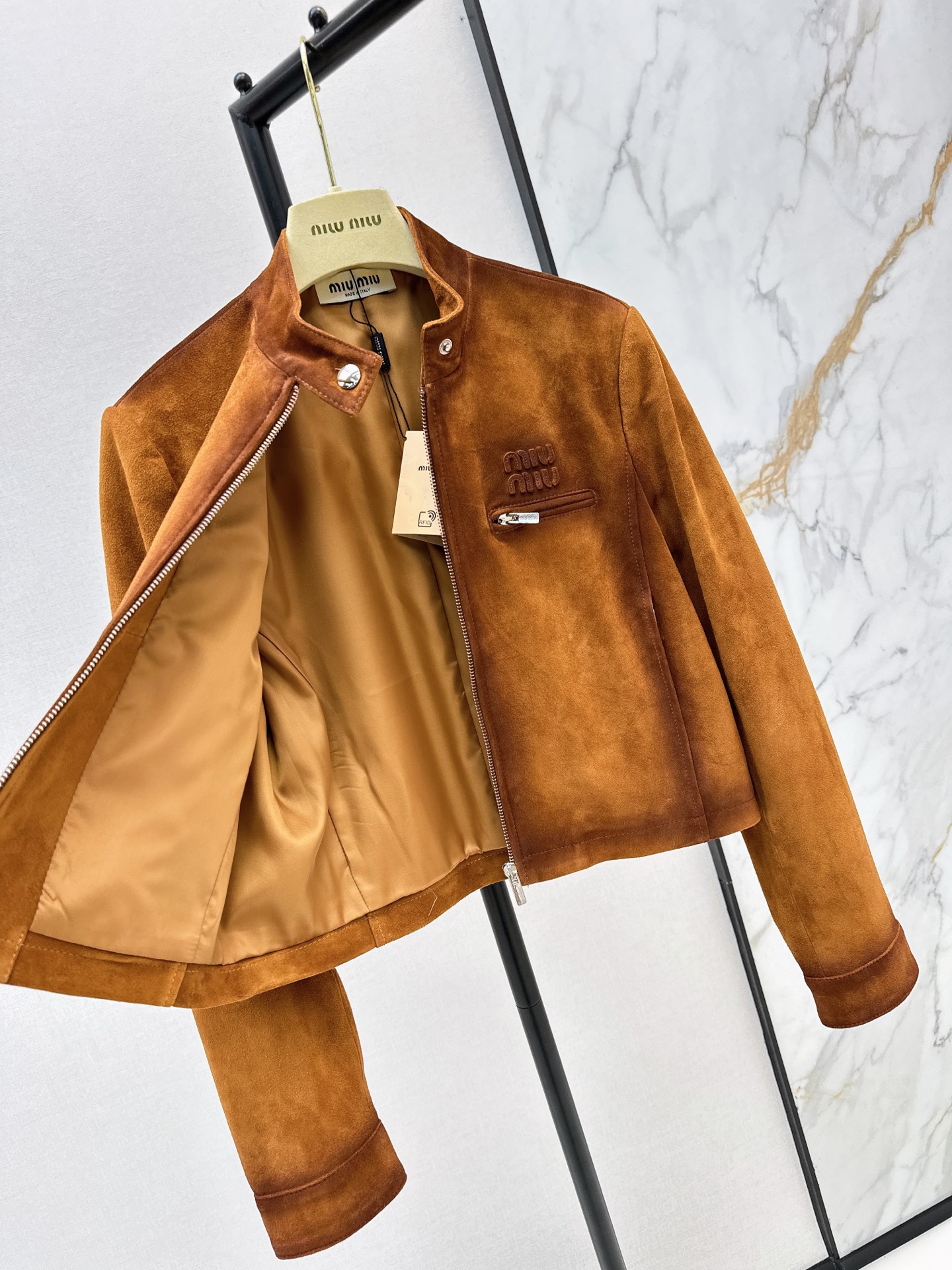 Miu 26ss suede leather jacket