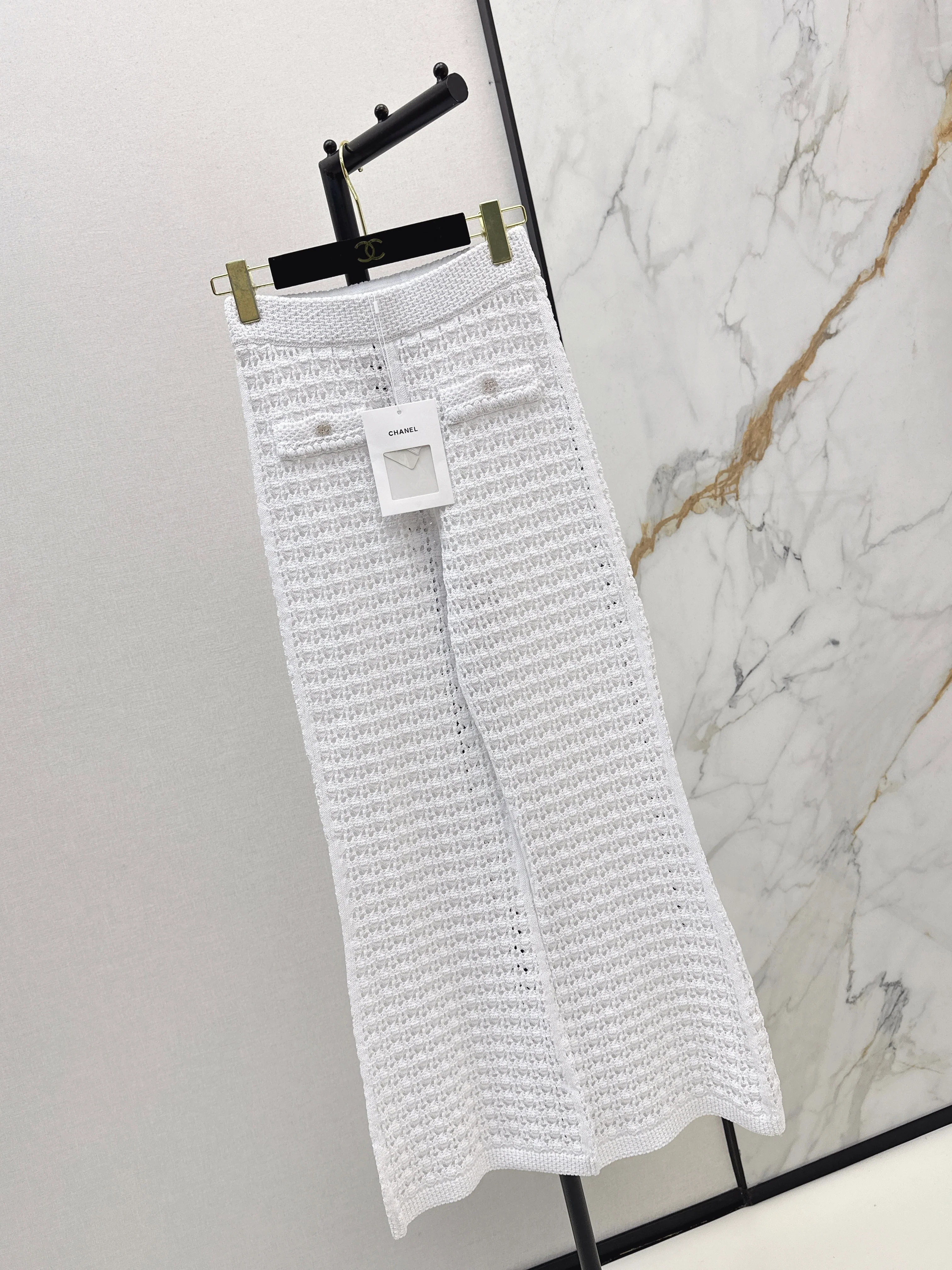 Chan 26ss hollow knit pants