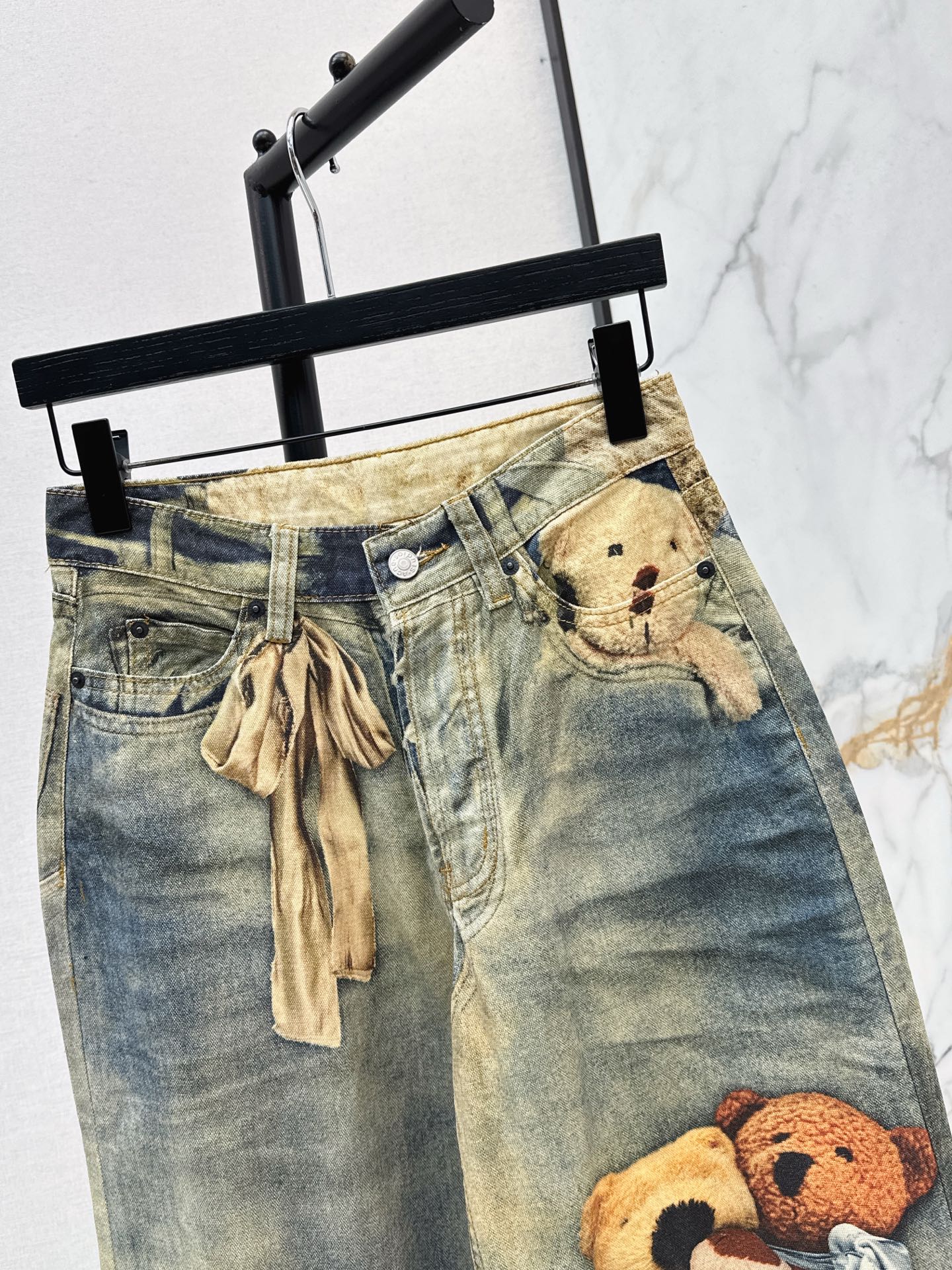 Acn 25fw print denim pants