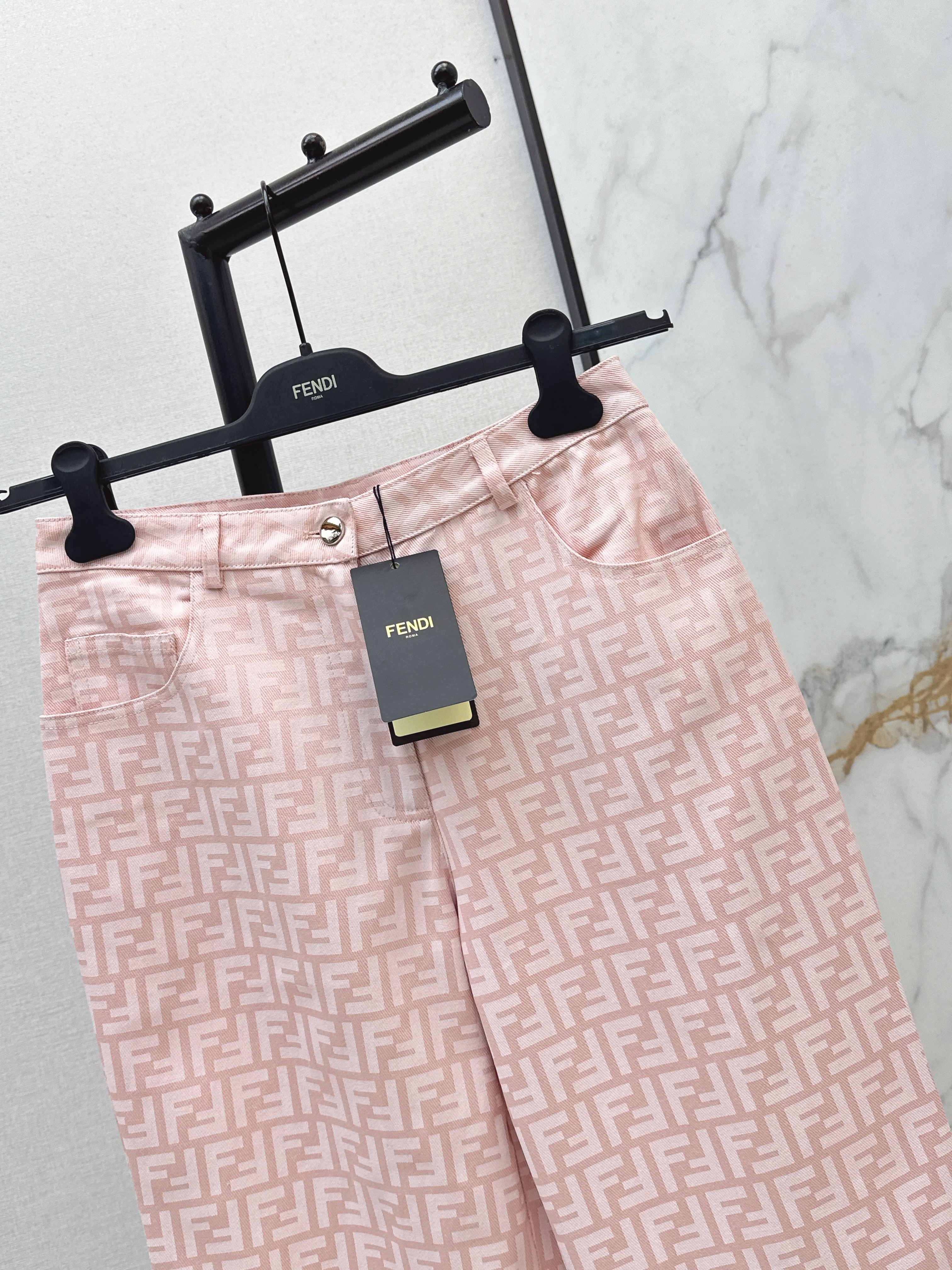 Fend 26ss jacquard denim pants