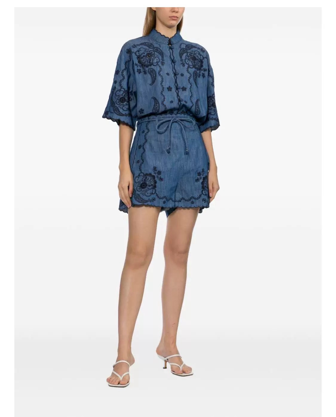Zimm 26ss embroidery denim shirt