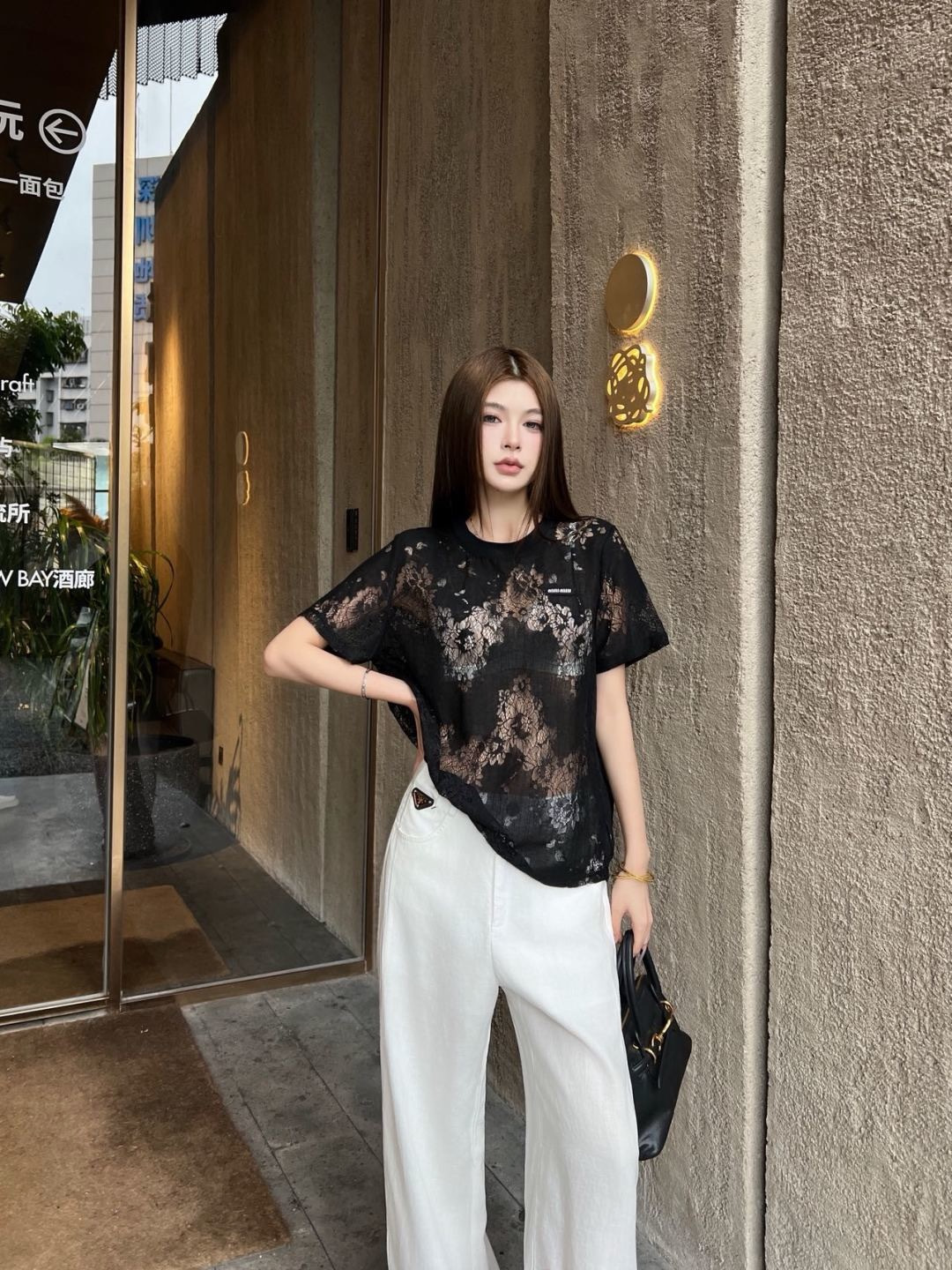 Miu 26ss lace t-shirt