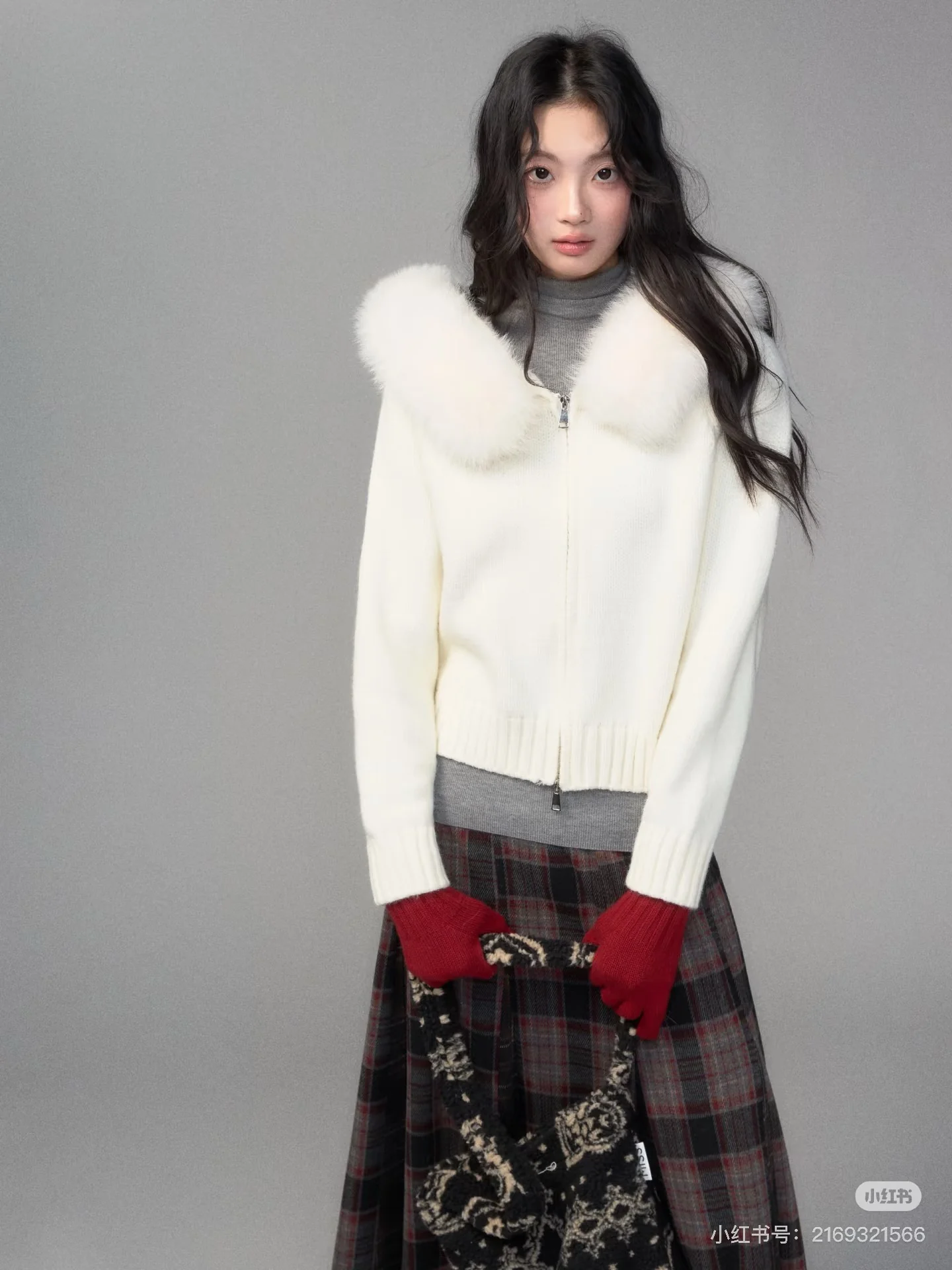 Monc 25fw detachable fur knit jacket