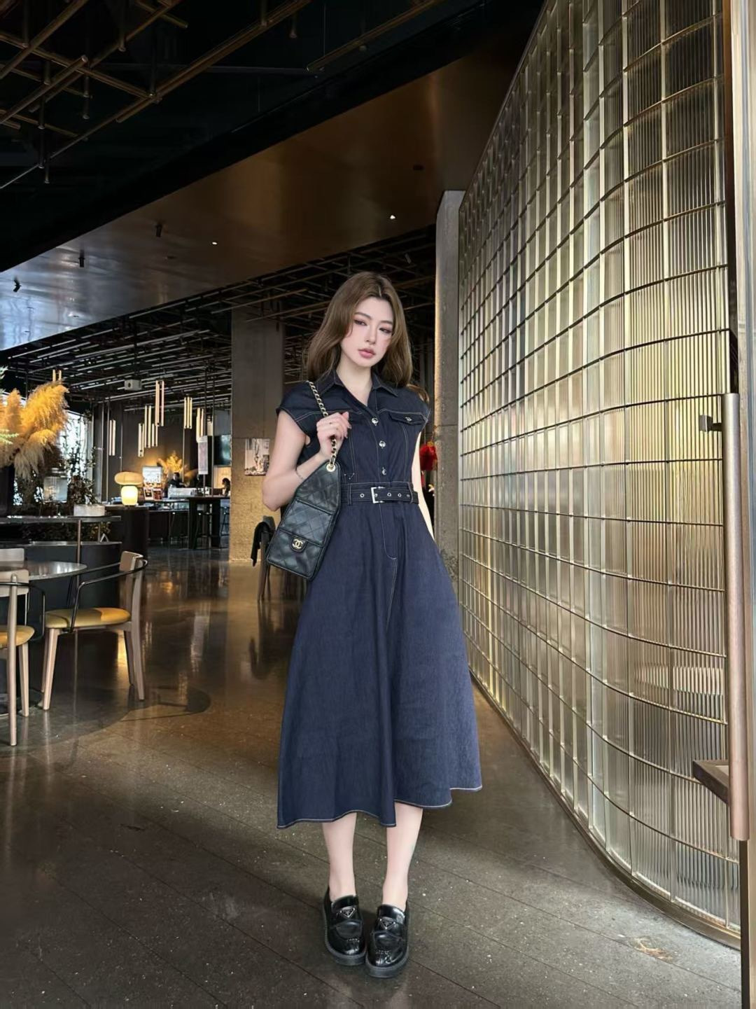Pra 26ss denim sleeveless dress