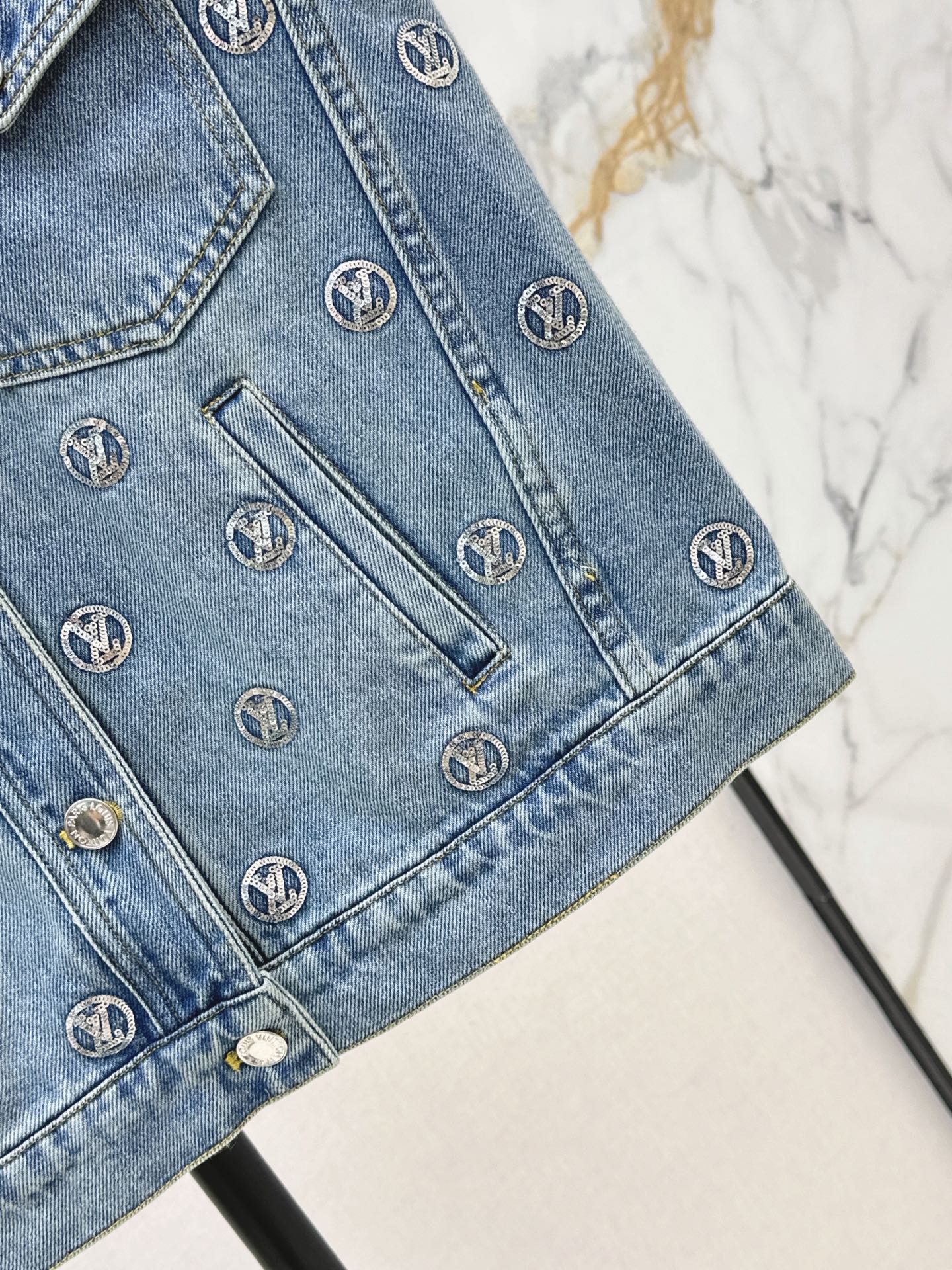 Loui 26ss sequin denim vest