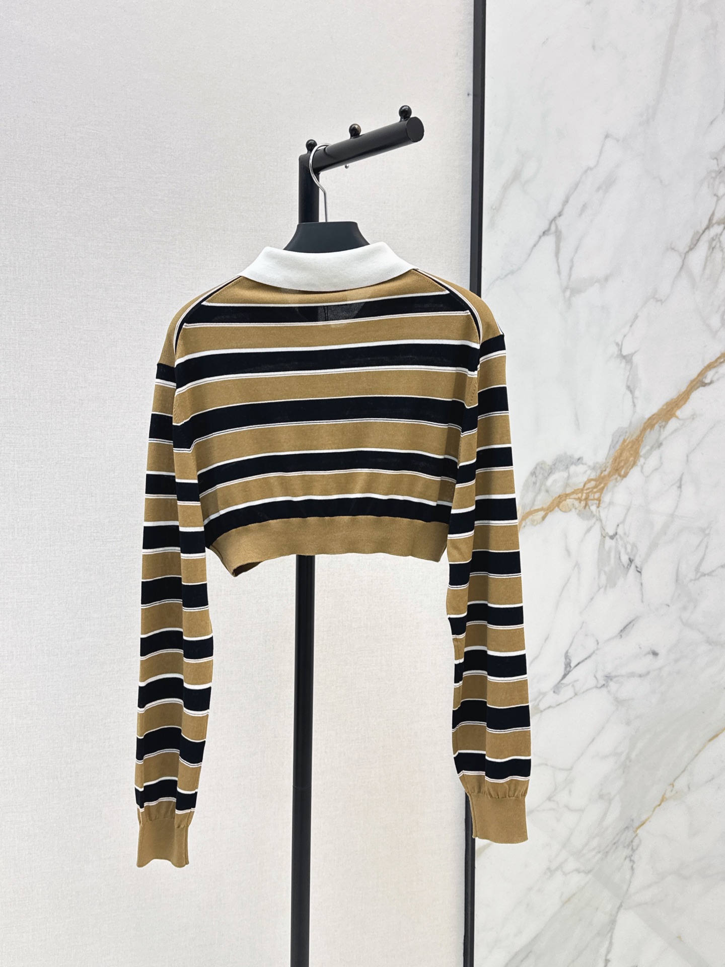 Pra 26ss stripe cropped knitwear