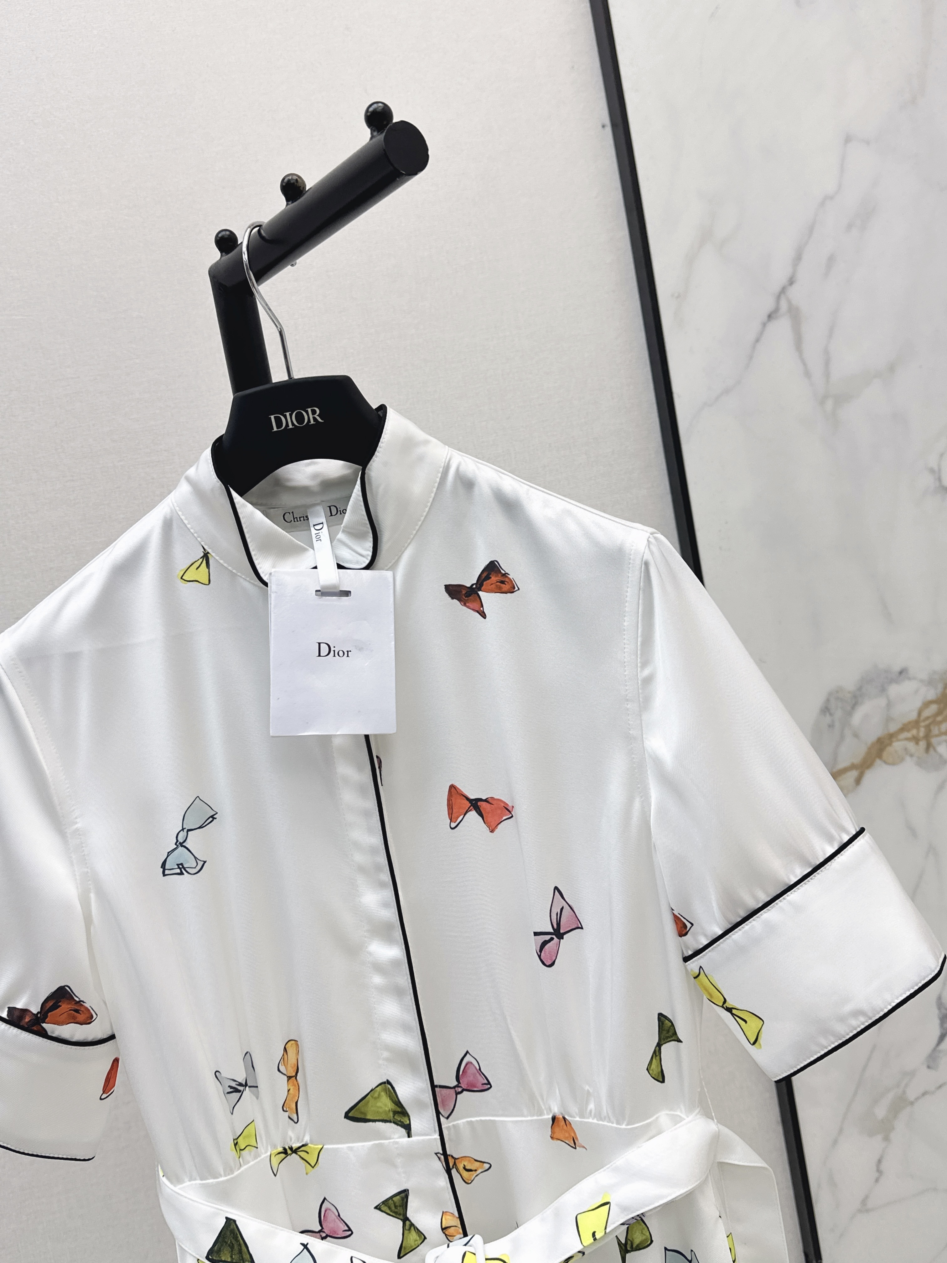 CD 26SS Bow Print Belted Shirt Dress