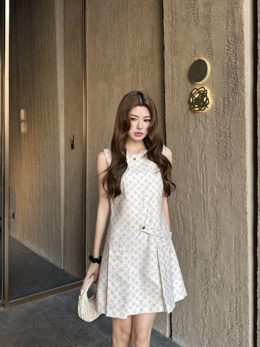 Louis 26ss print sleeveless dress