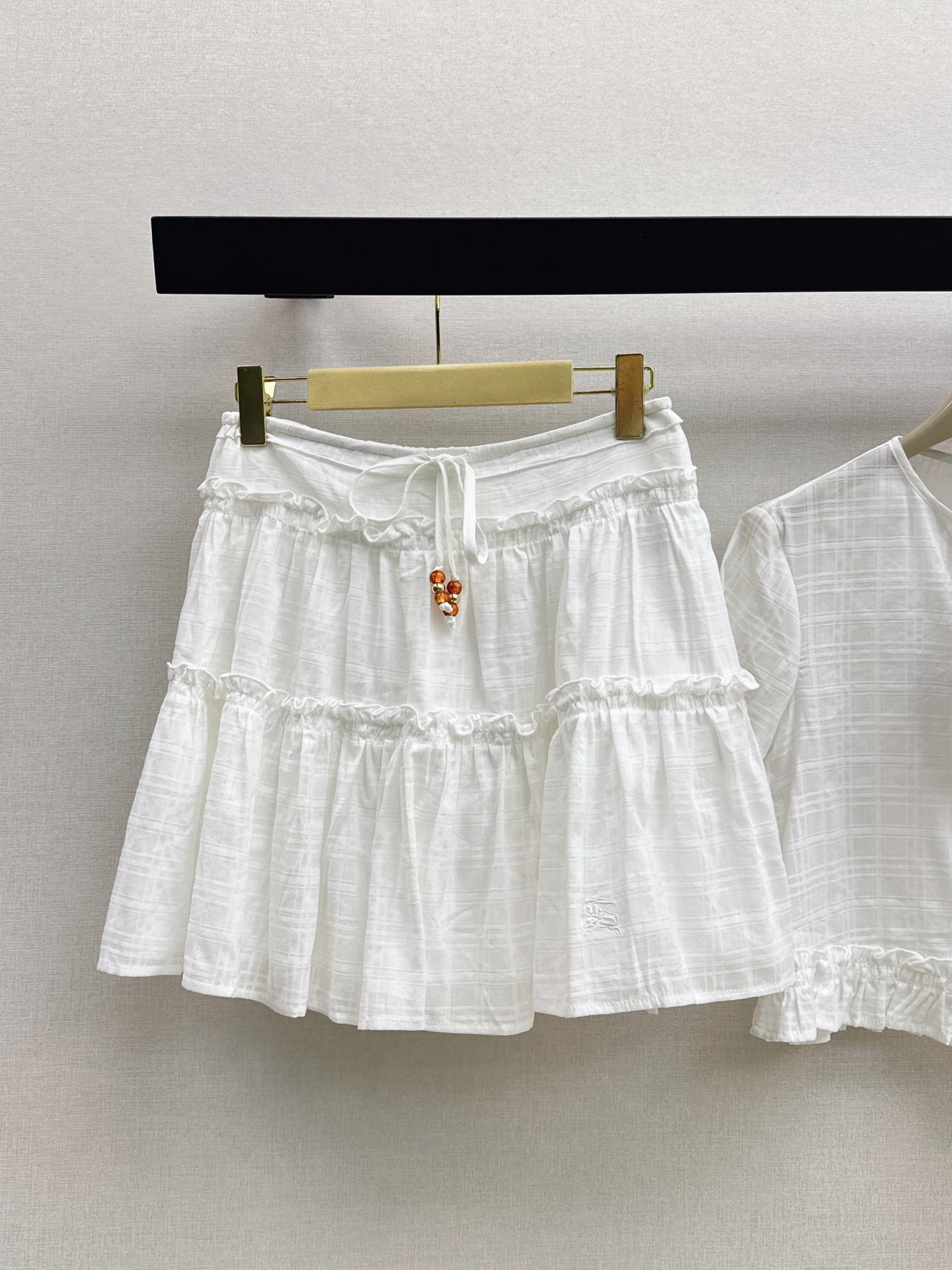 Bur 26ss check shirt skirt set