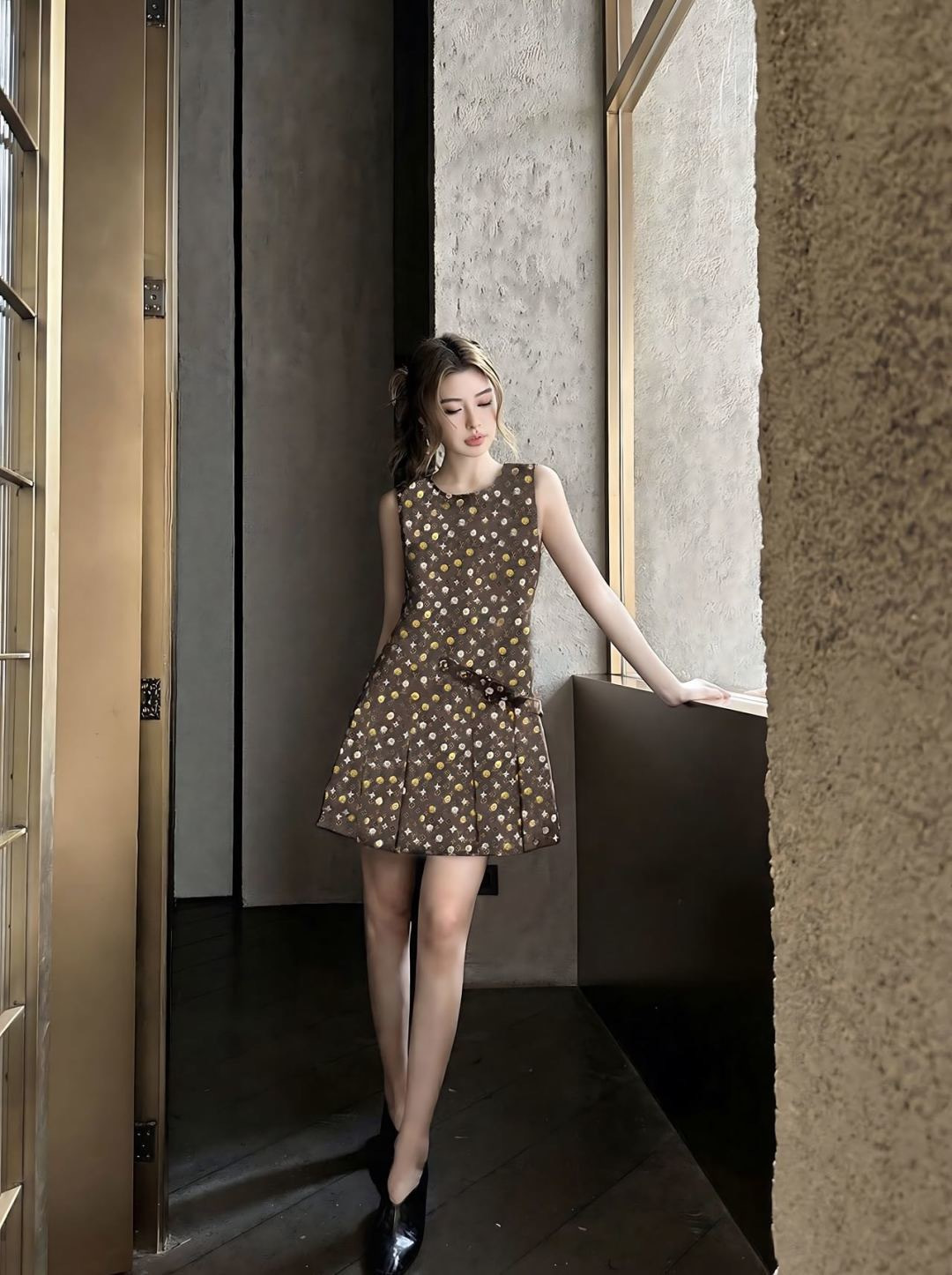 Loui 26ss print sleeveless dress