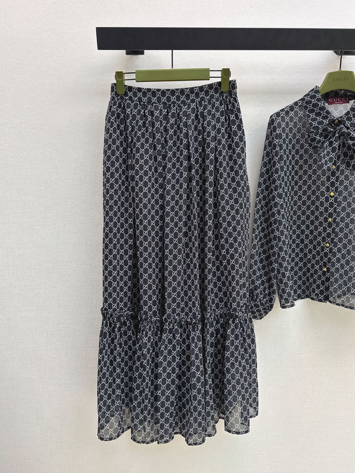 Guc 26ss print shirt skirt sets