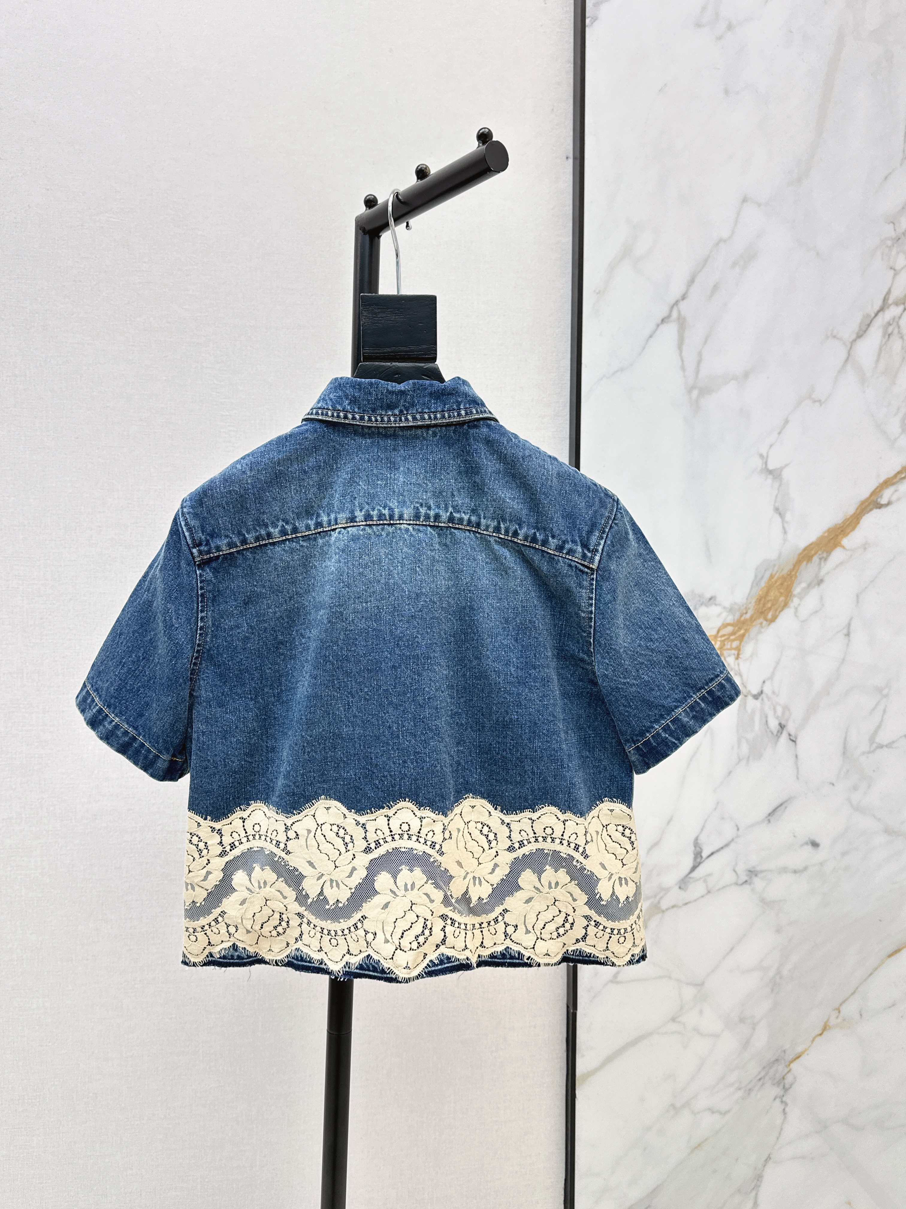 Dolc 26ss lace contract denim shirt