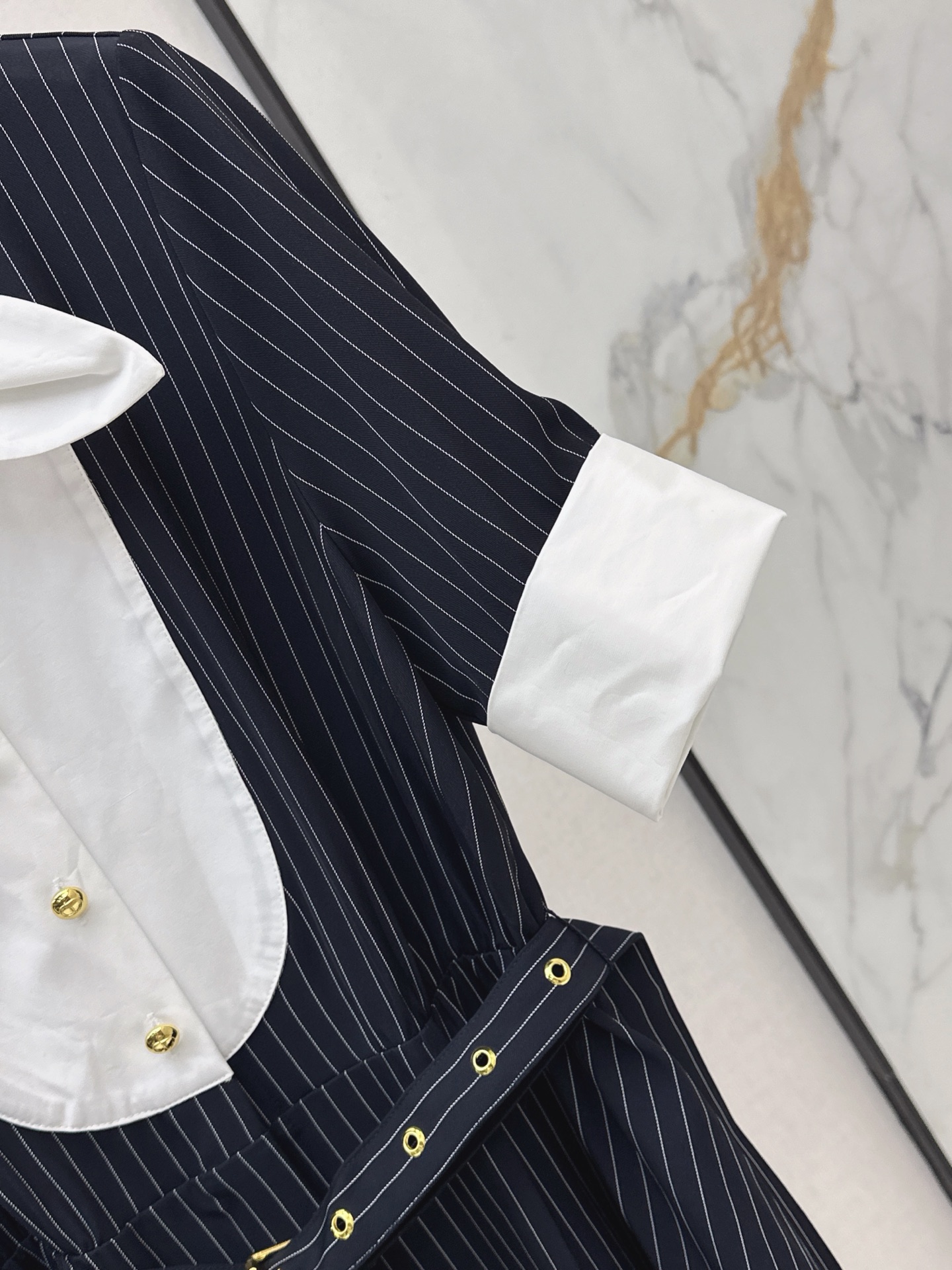 CD 26ss striped contract belted dress