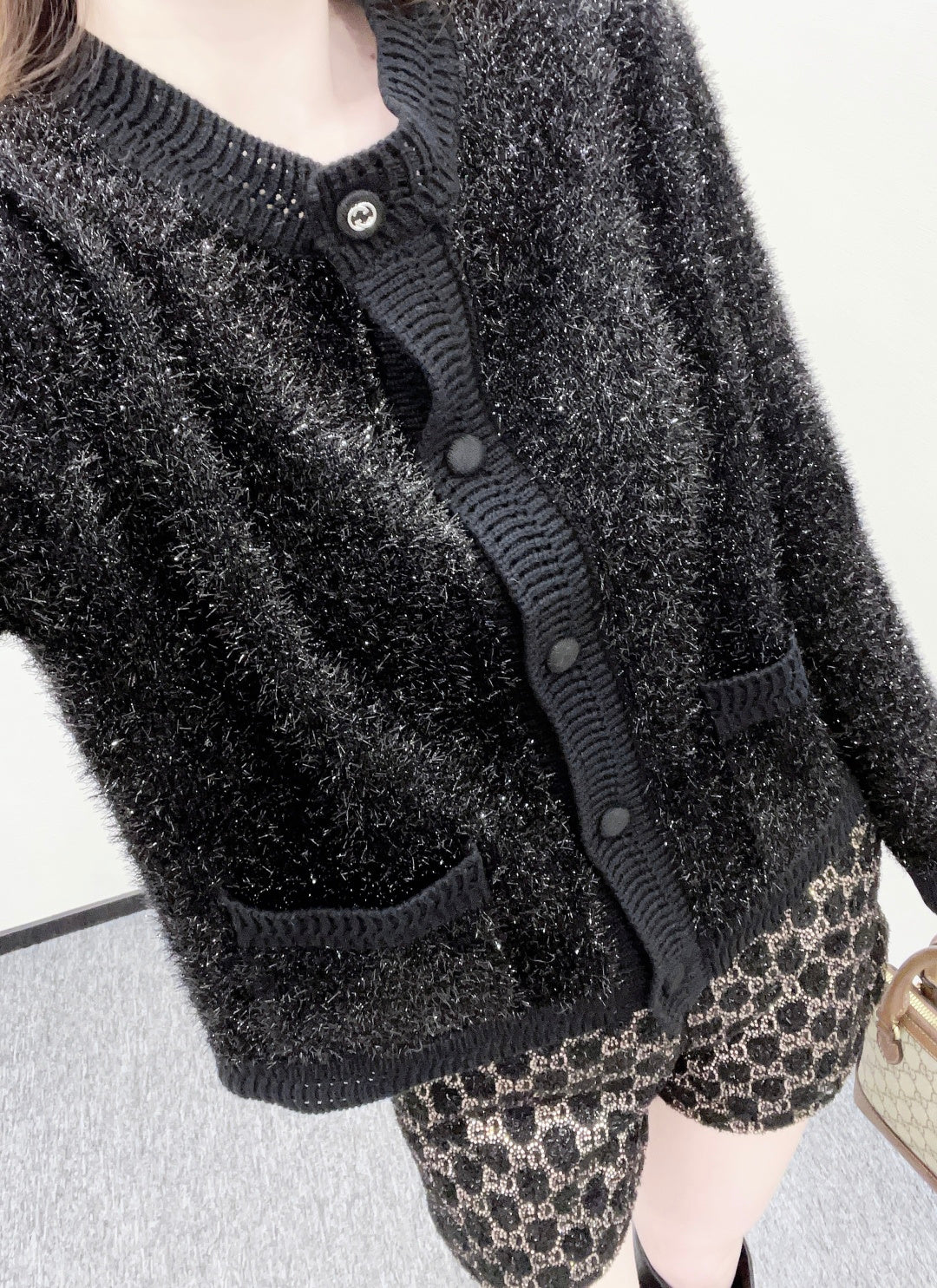 Gucc 26ss bling knit cardigan