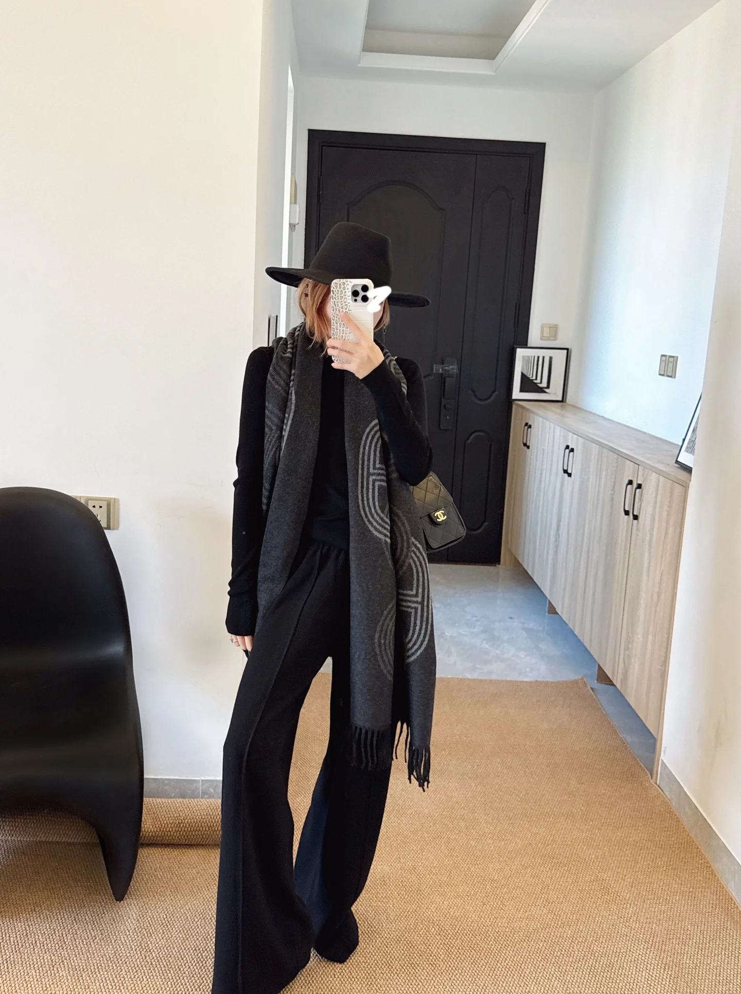 Herm 26ss knit outfit sets basic tee+pant+shawl