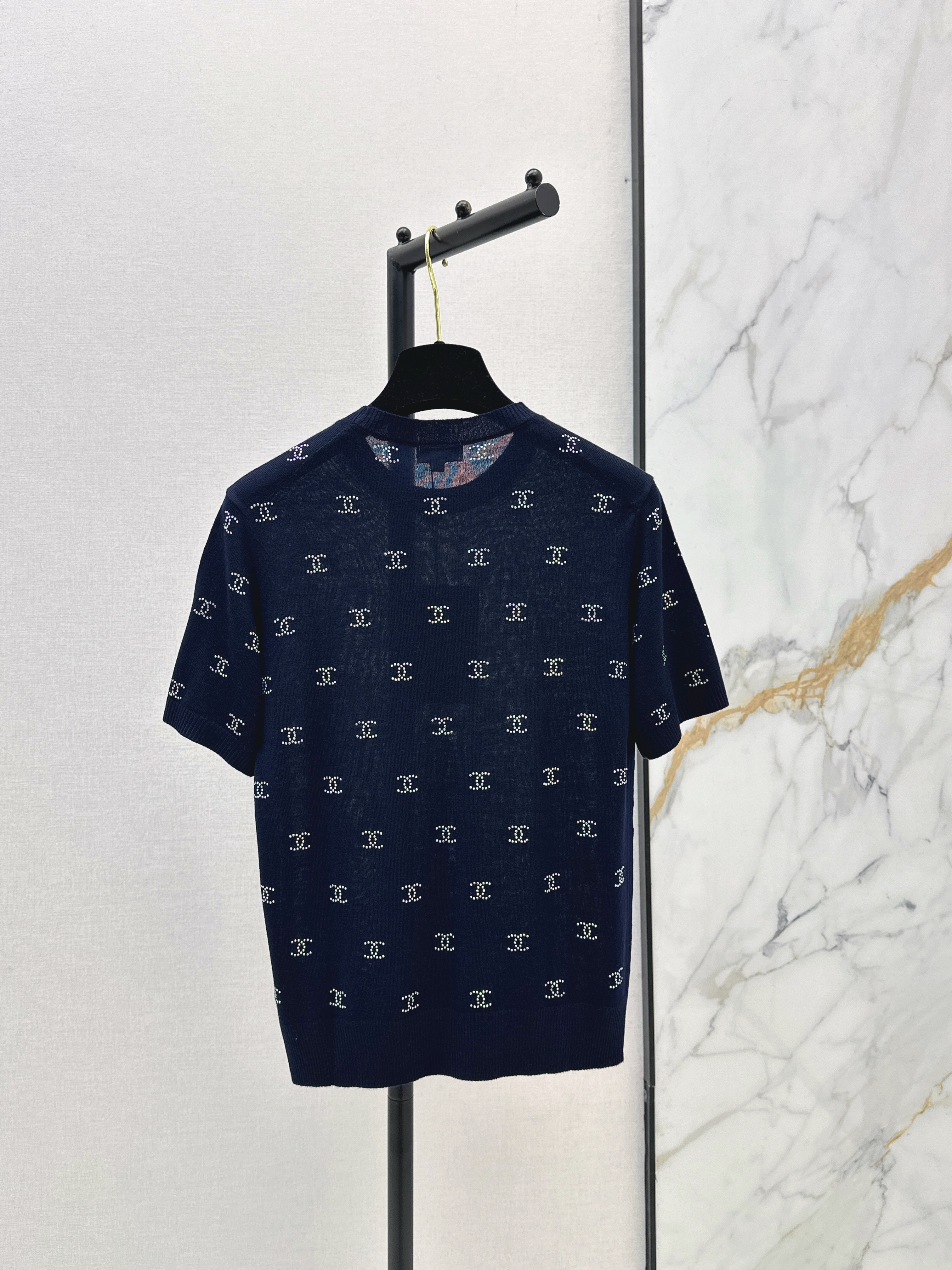 Chan 26ss rhinestone knitwear