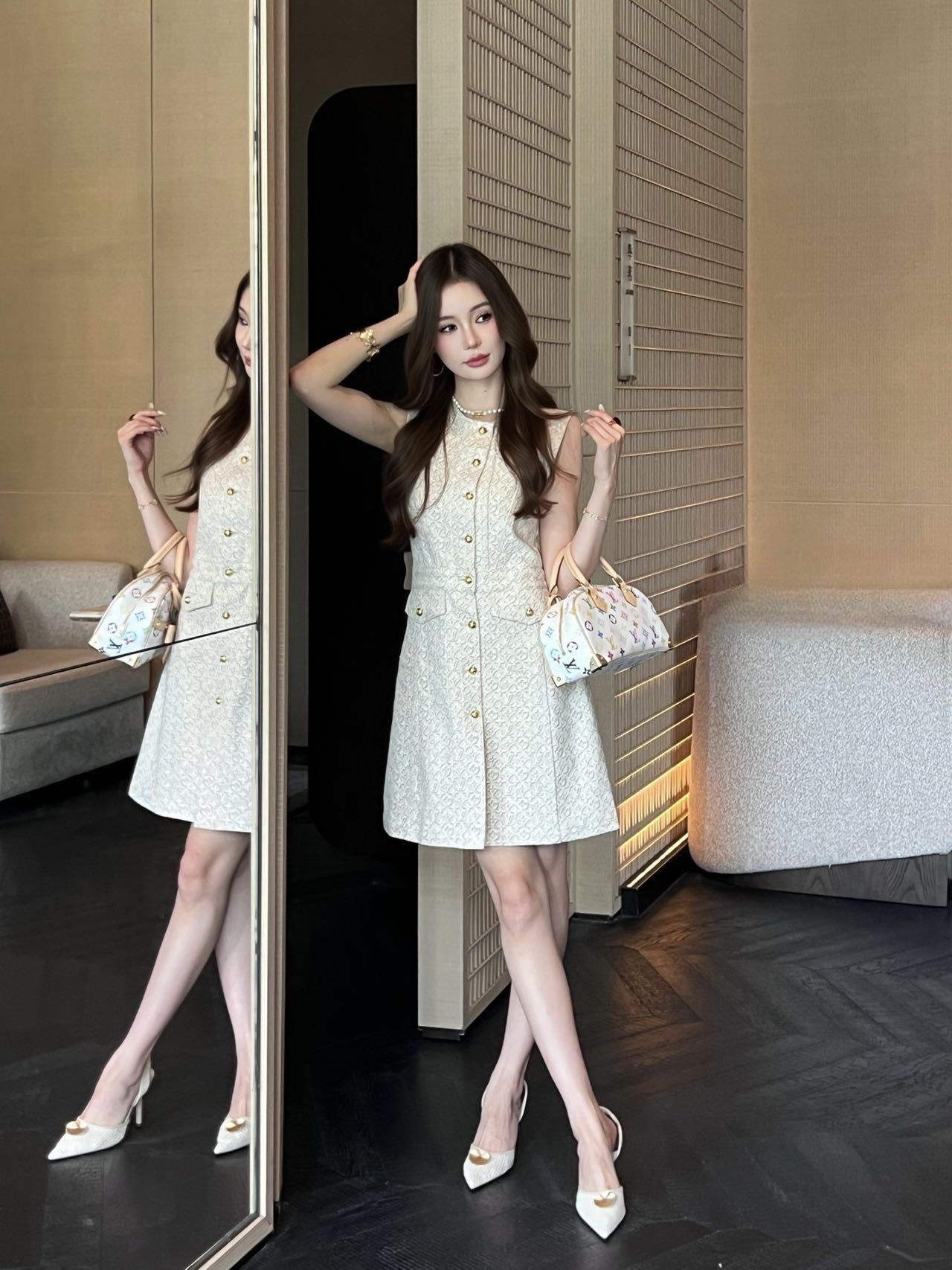 Loui 26ss jacquard denim dress