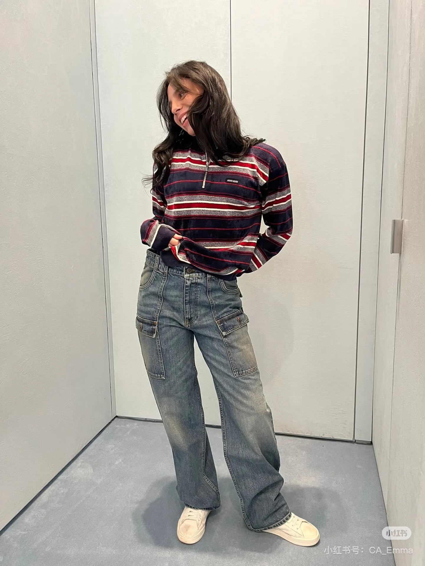 Miu 26ss stripe knitted sweater