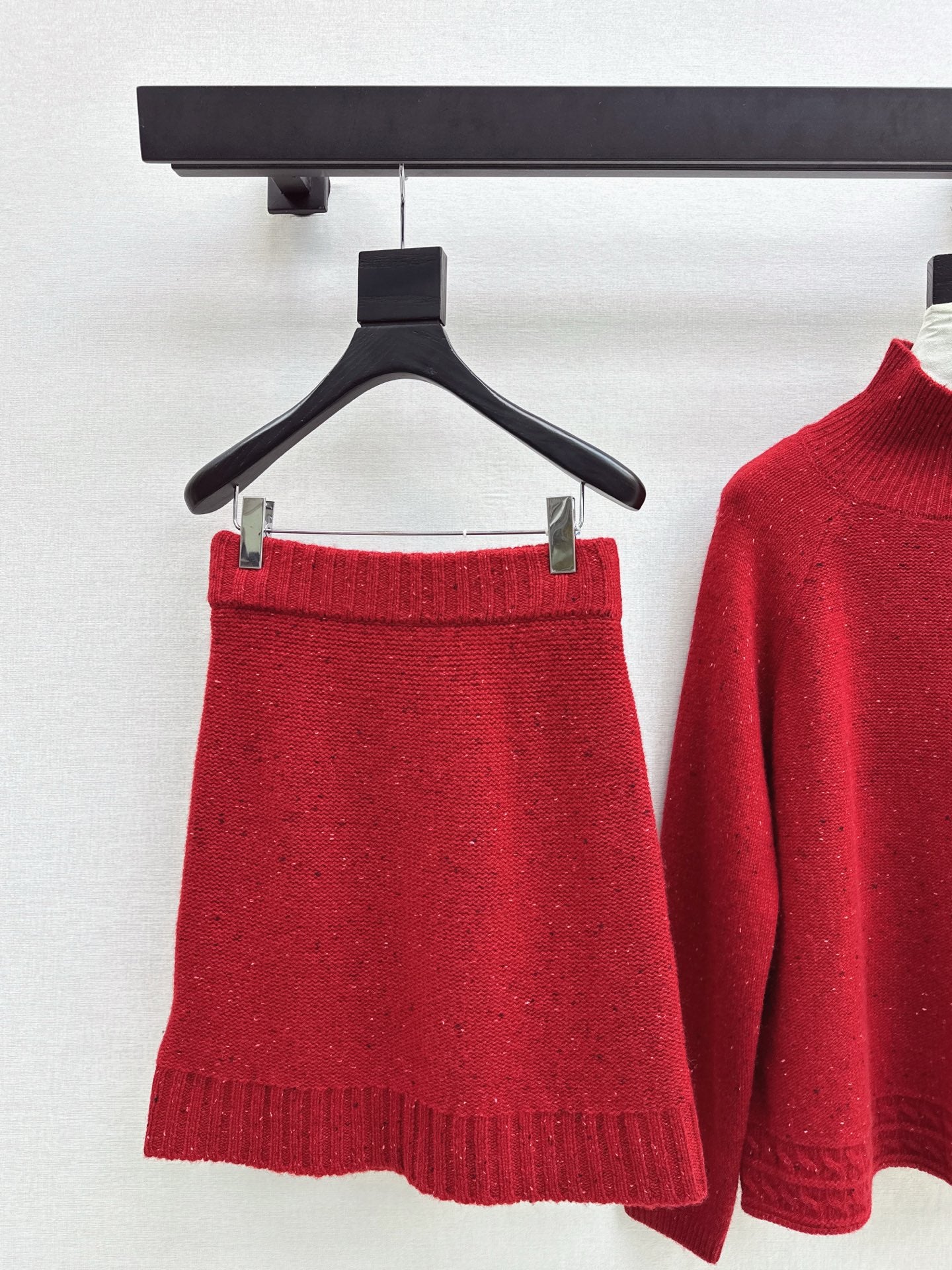 Brun 26ss knit high neck sweater+skirt outfit set