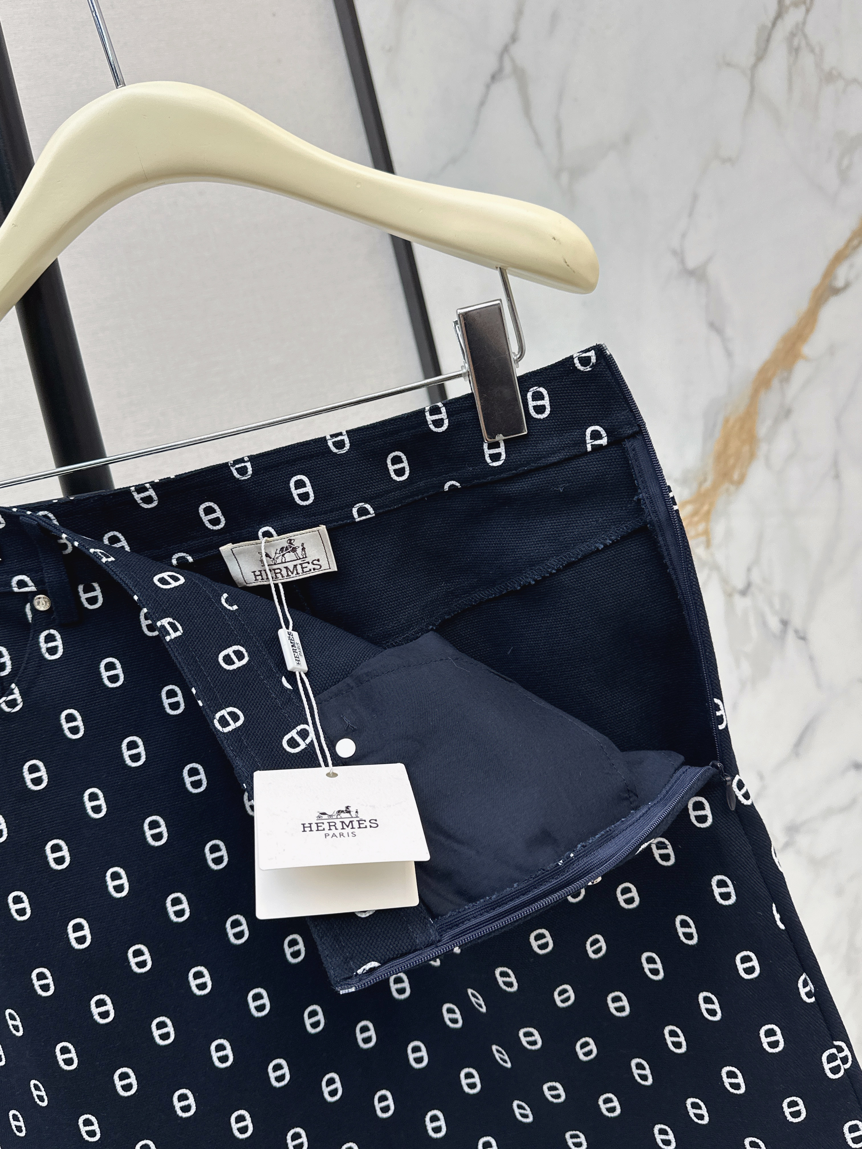 Her 26ss print denim skirt