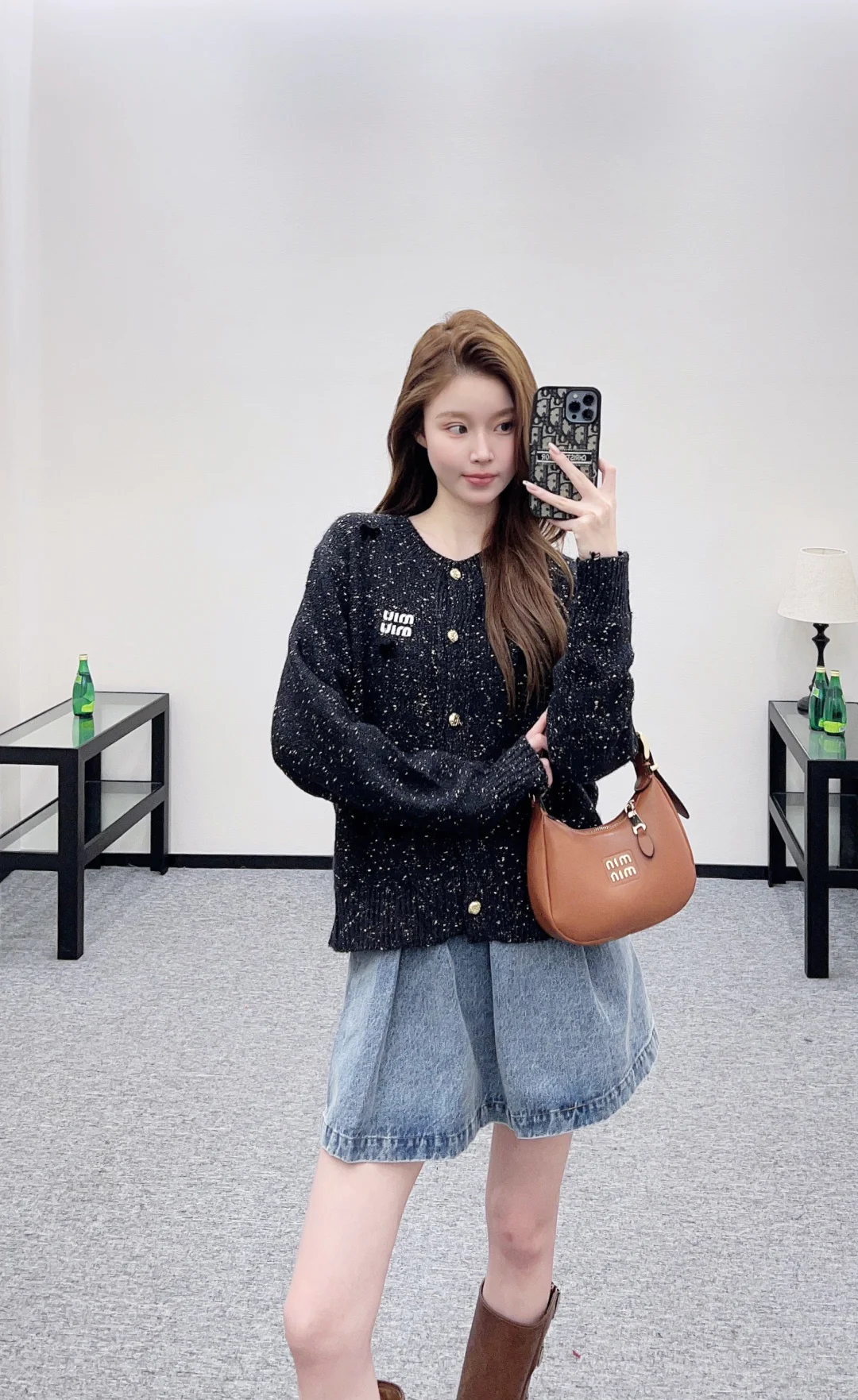 Miu 26ss 3d bow cardigan
