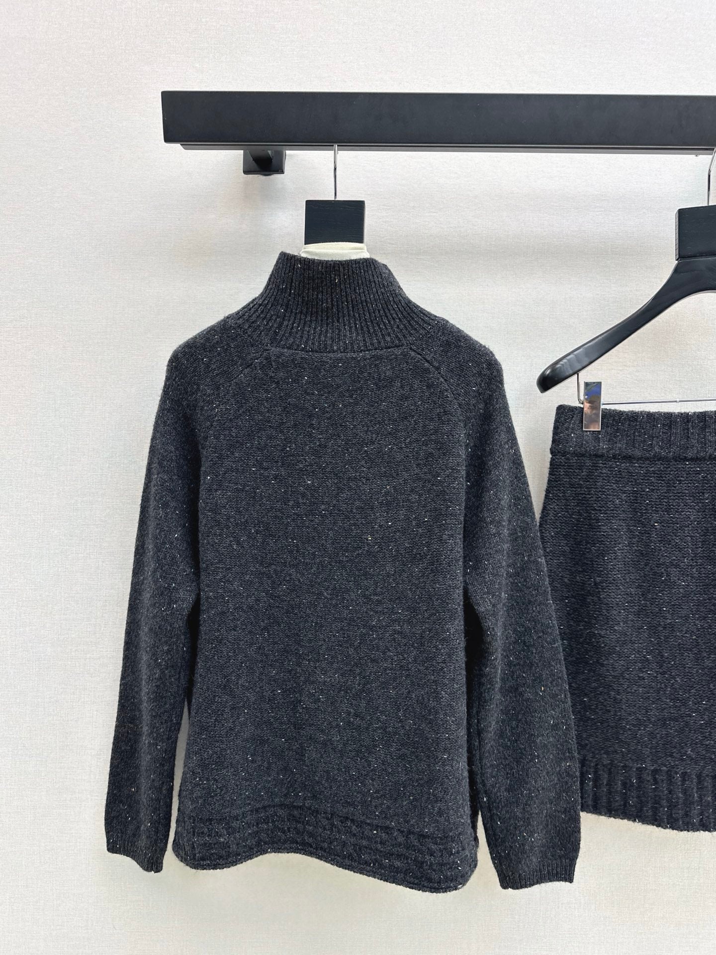 Brun 26ss knit high neck sweater+skirt outfit set