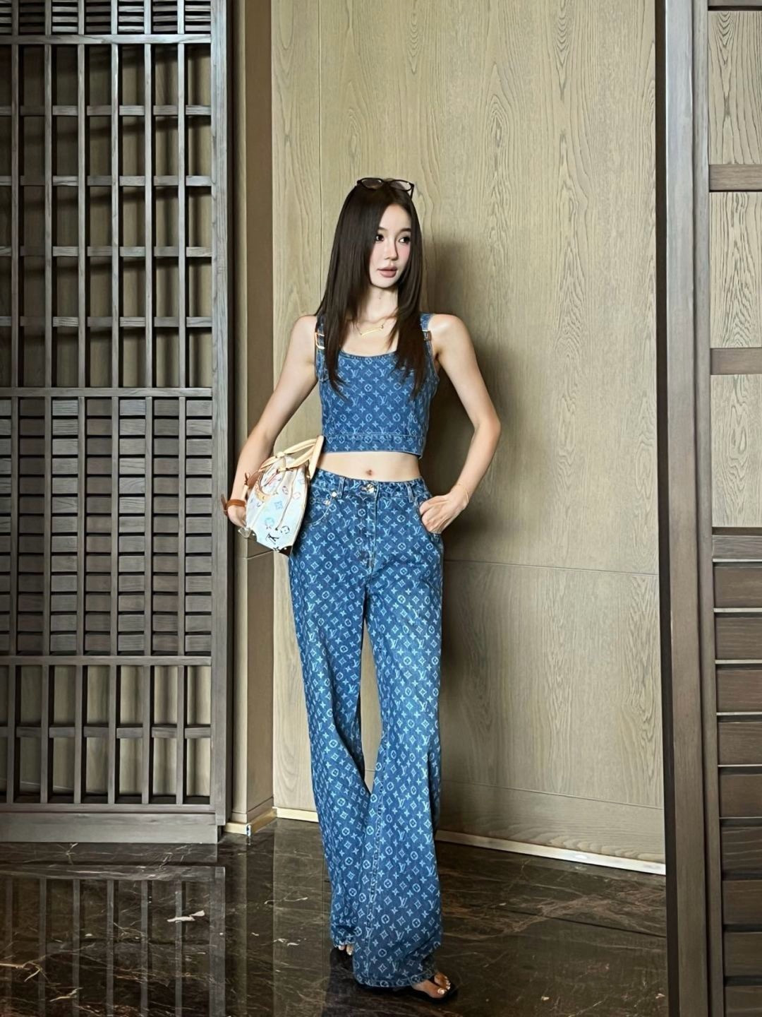 Loui 26ss denim tube top vest