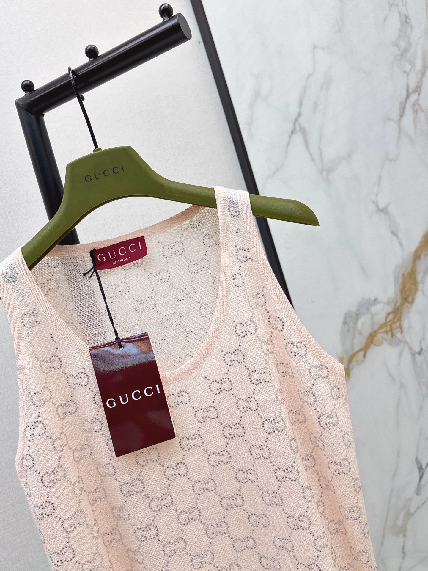 Guc 26ss rhinestone knit vest