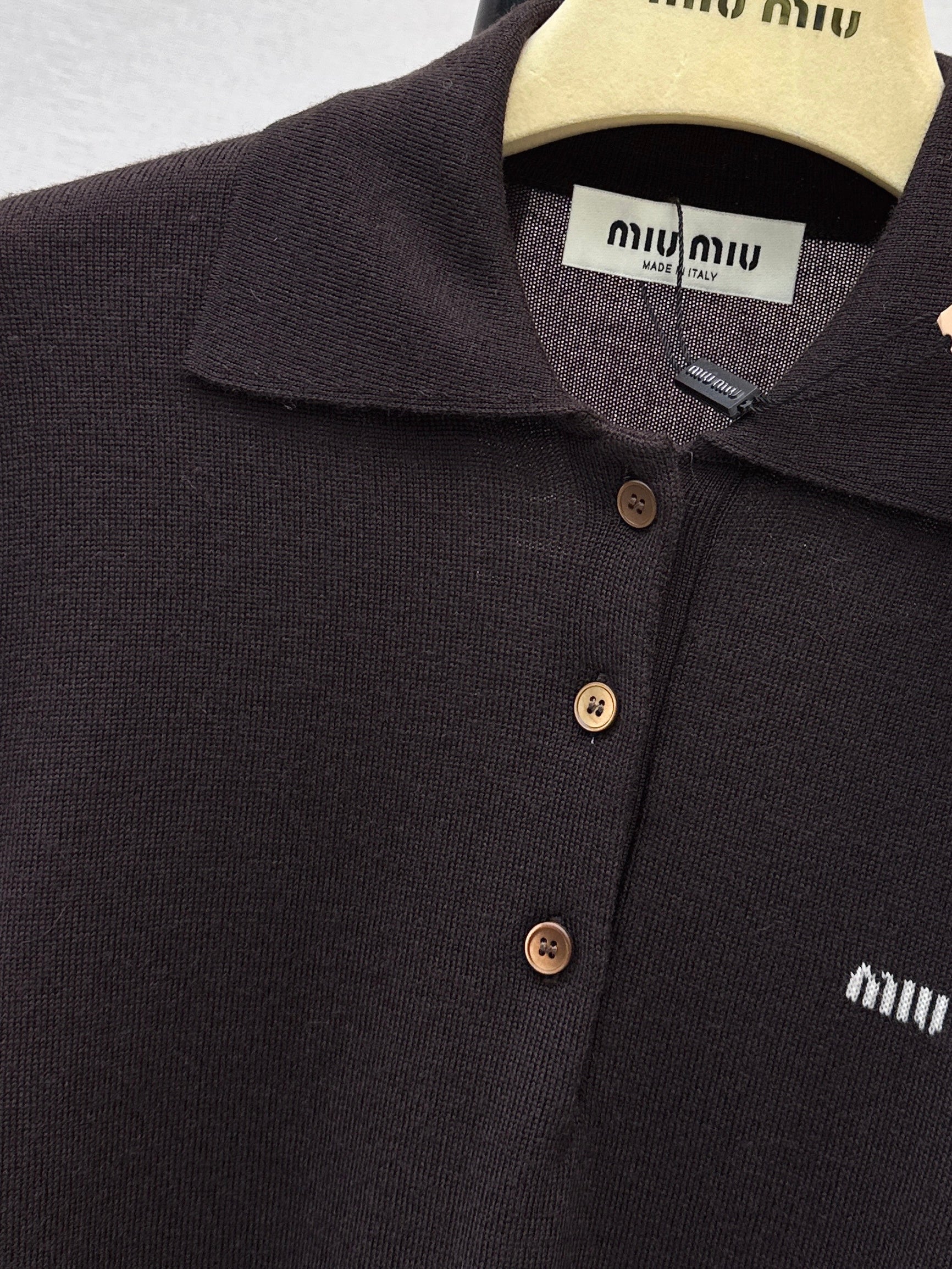 Miu 26ss jacquard polo sweater