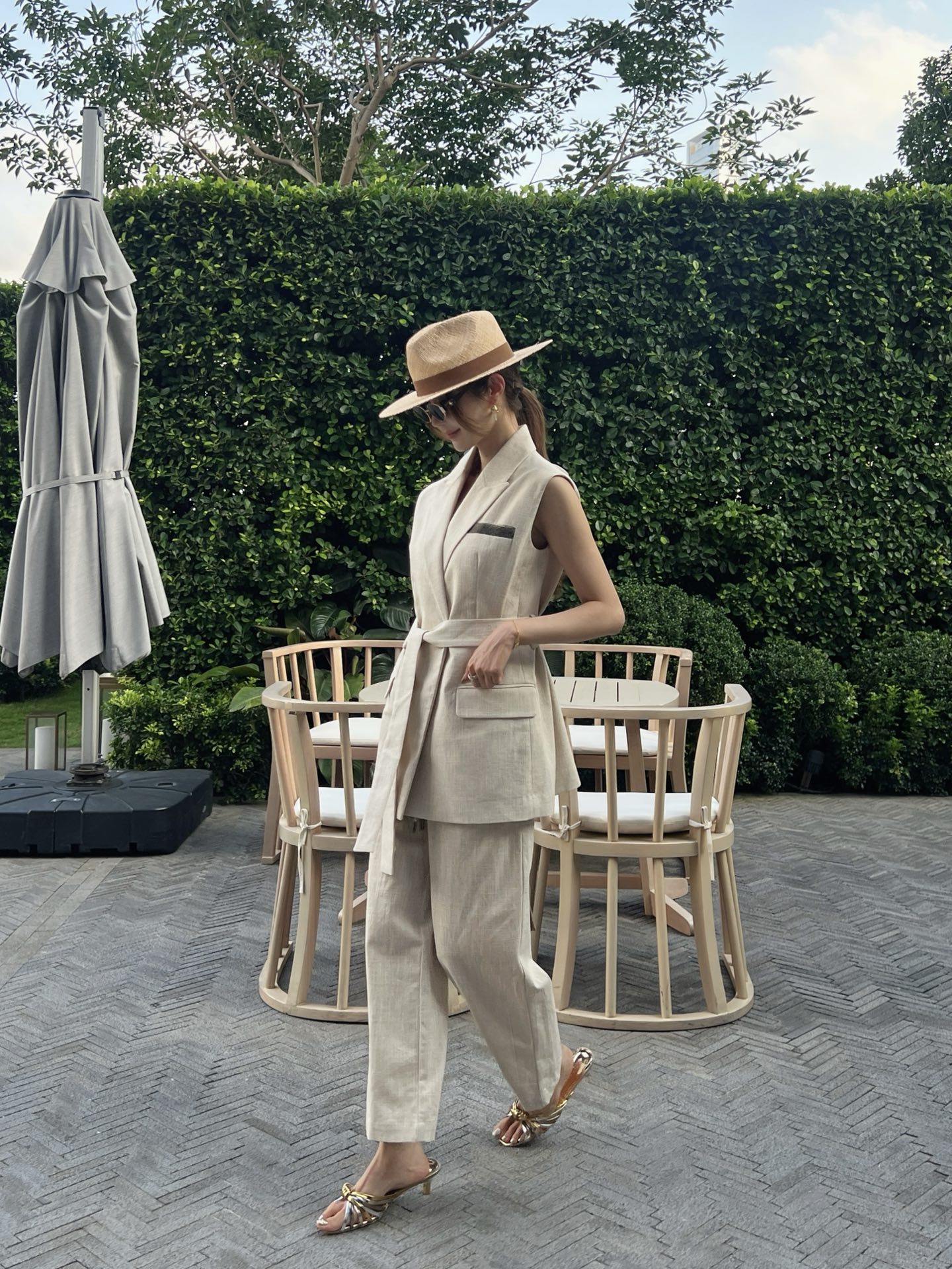 Brun 26ss linen cropped pants