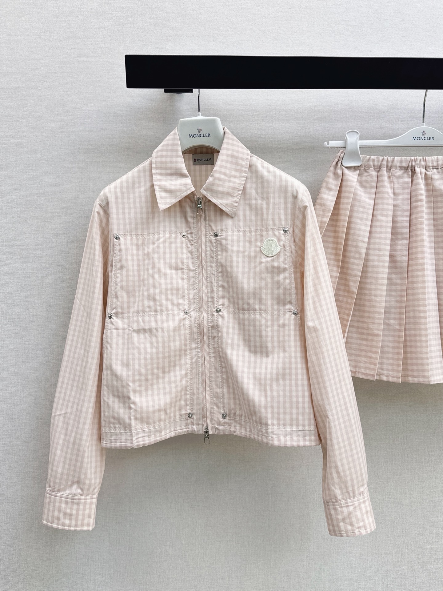 Monc 26ss check jacket pleated skirt sets