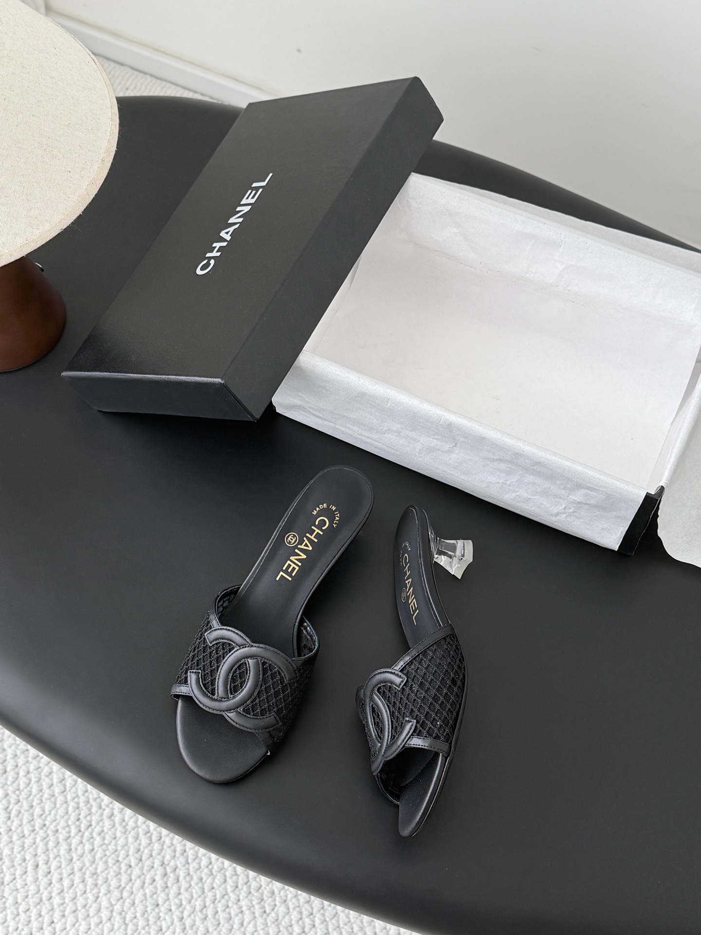 Chan 26P mesh mule sandals