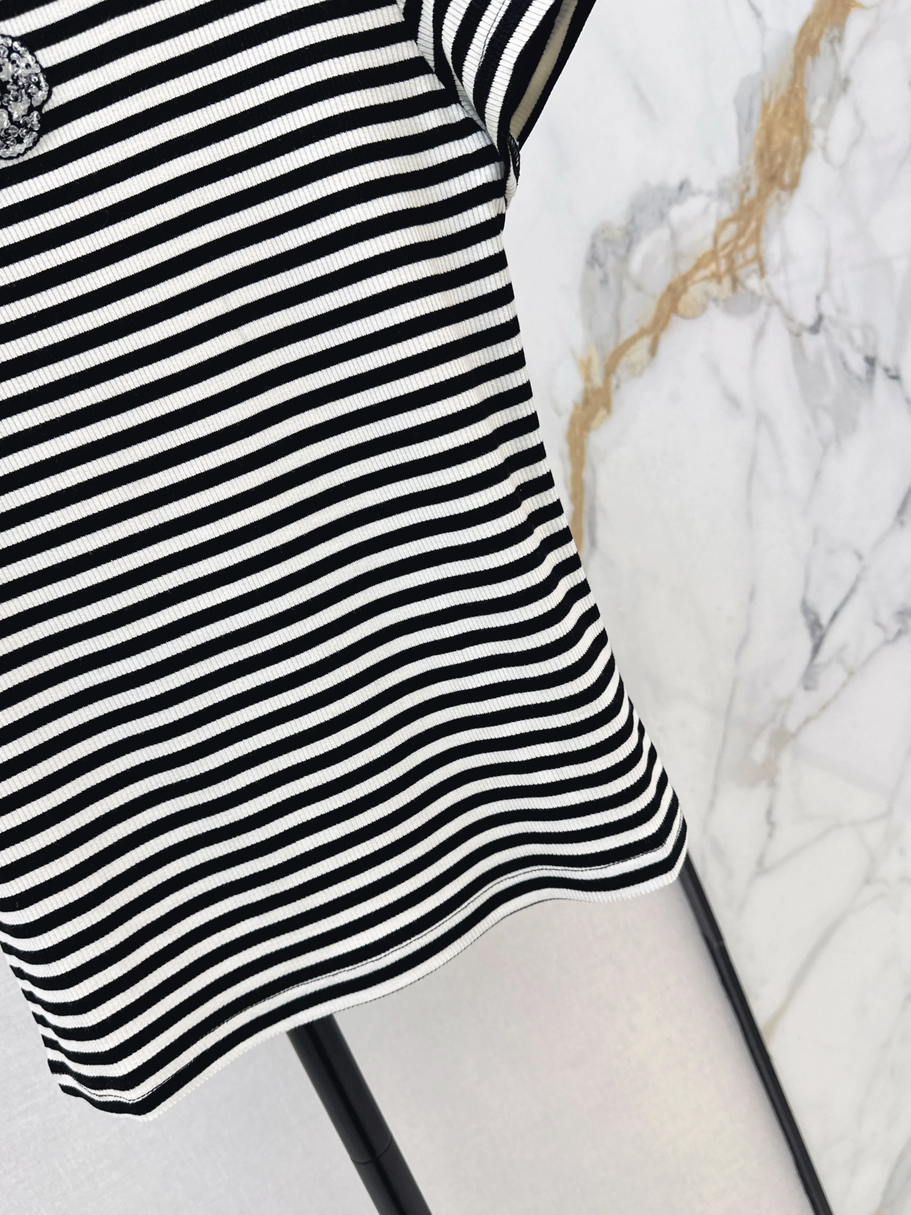 Chan 26ss stripe beading t-shirts