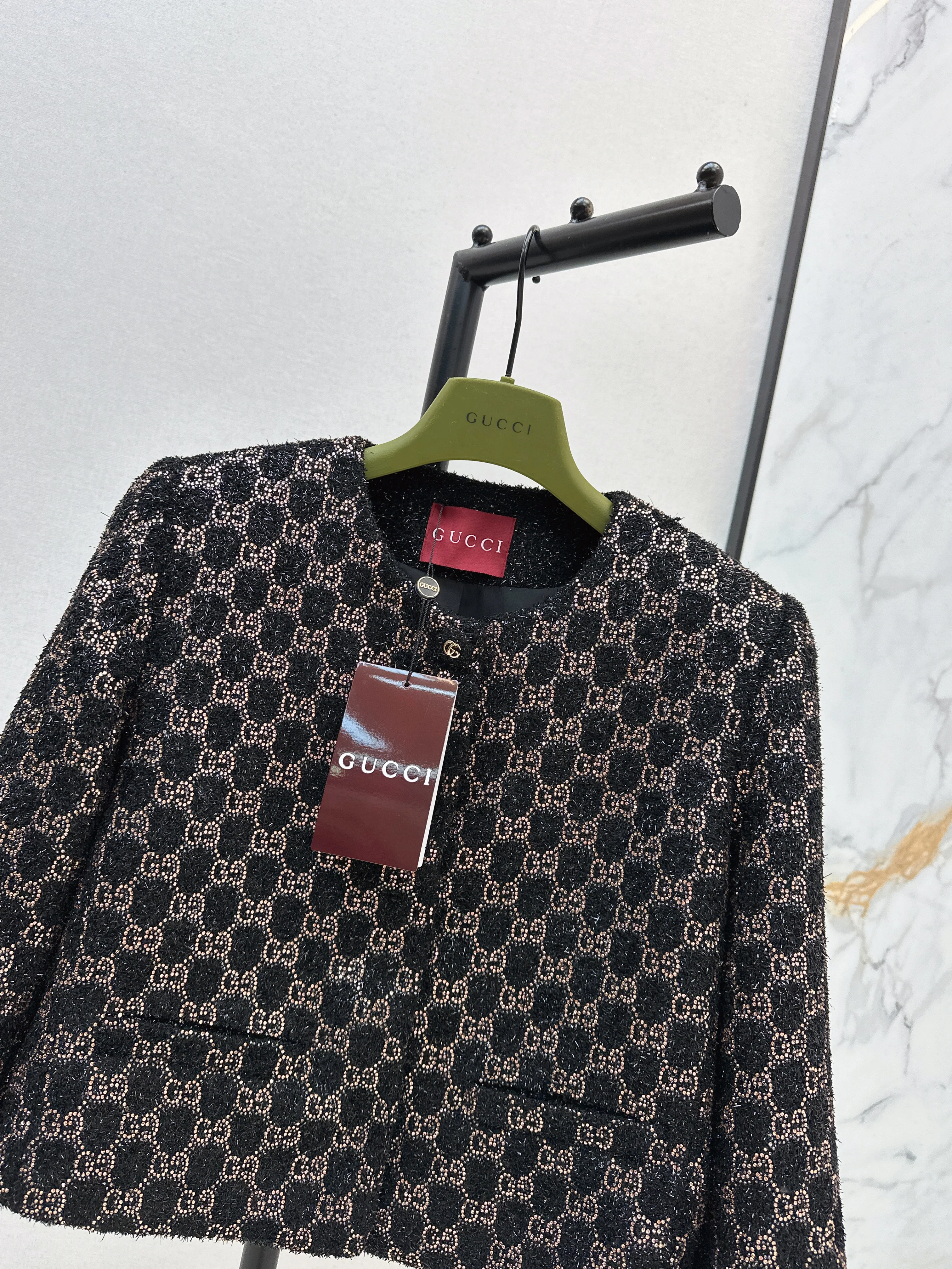 Gucc 26ss woven rhinestones jacket