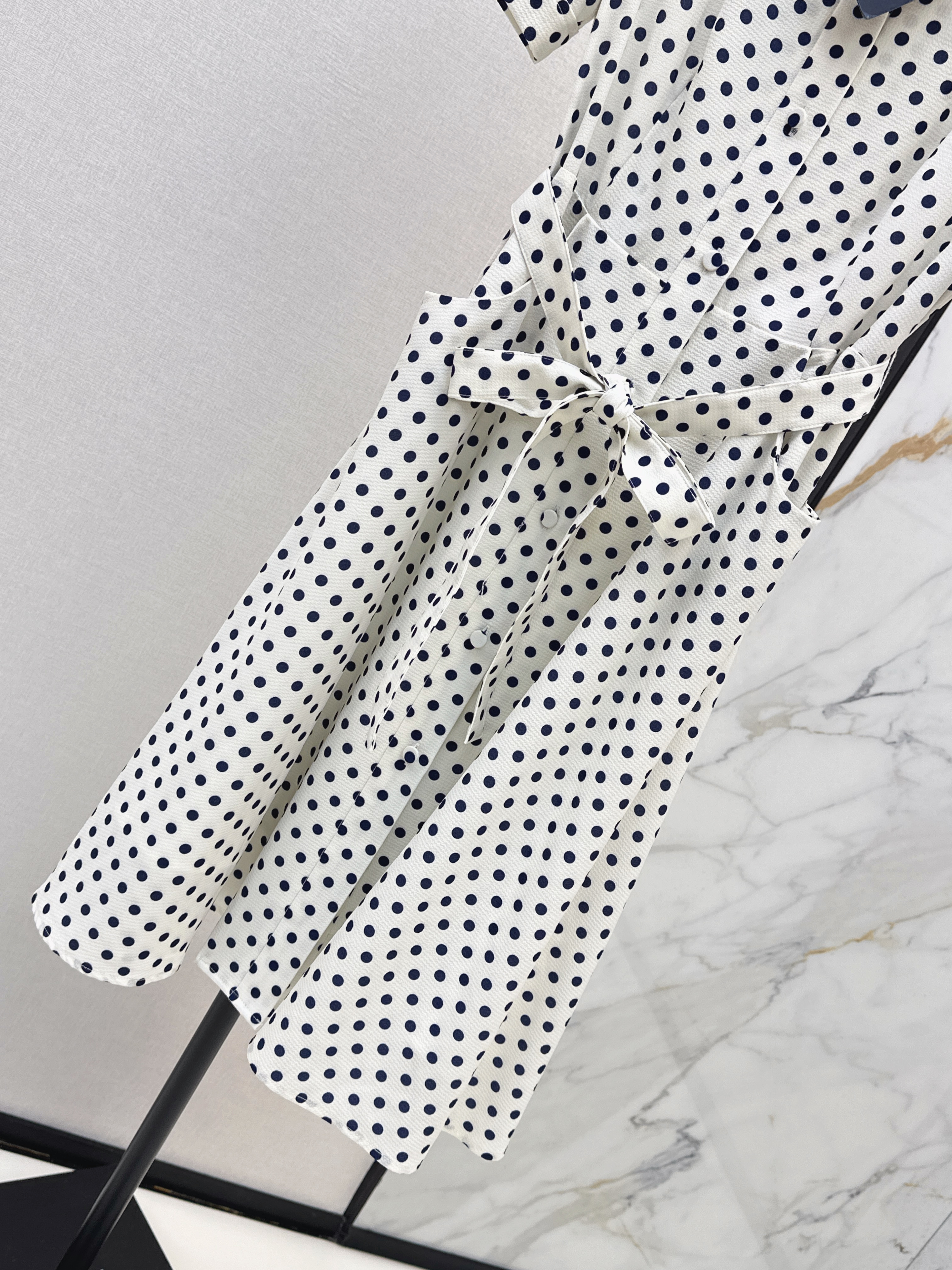 Pra 26ss Polka Dot Belted Shirt Dress
