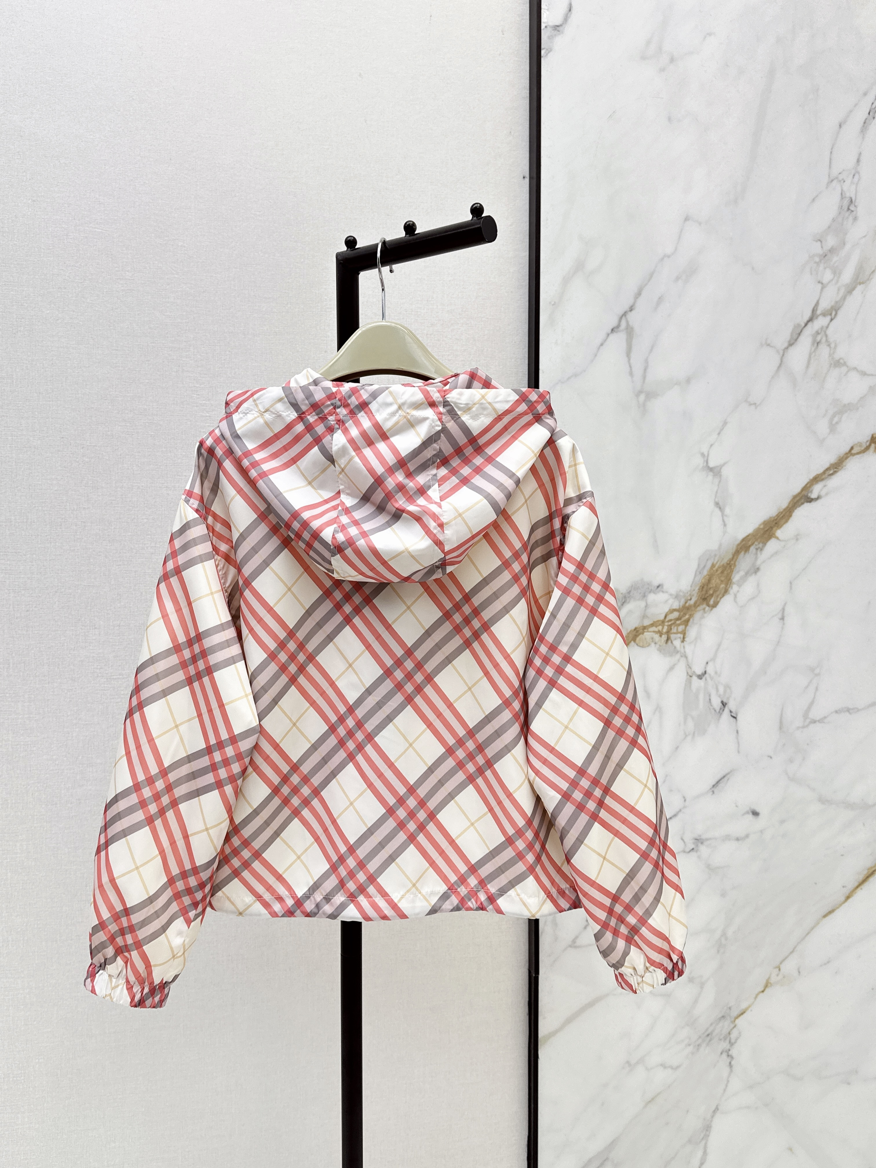 Burb 26ss check hooded jacket