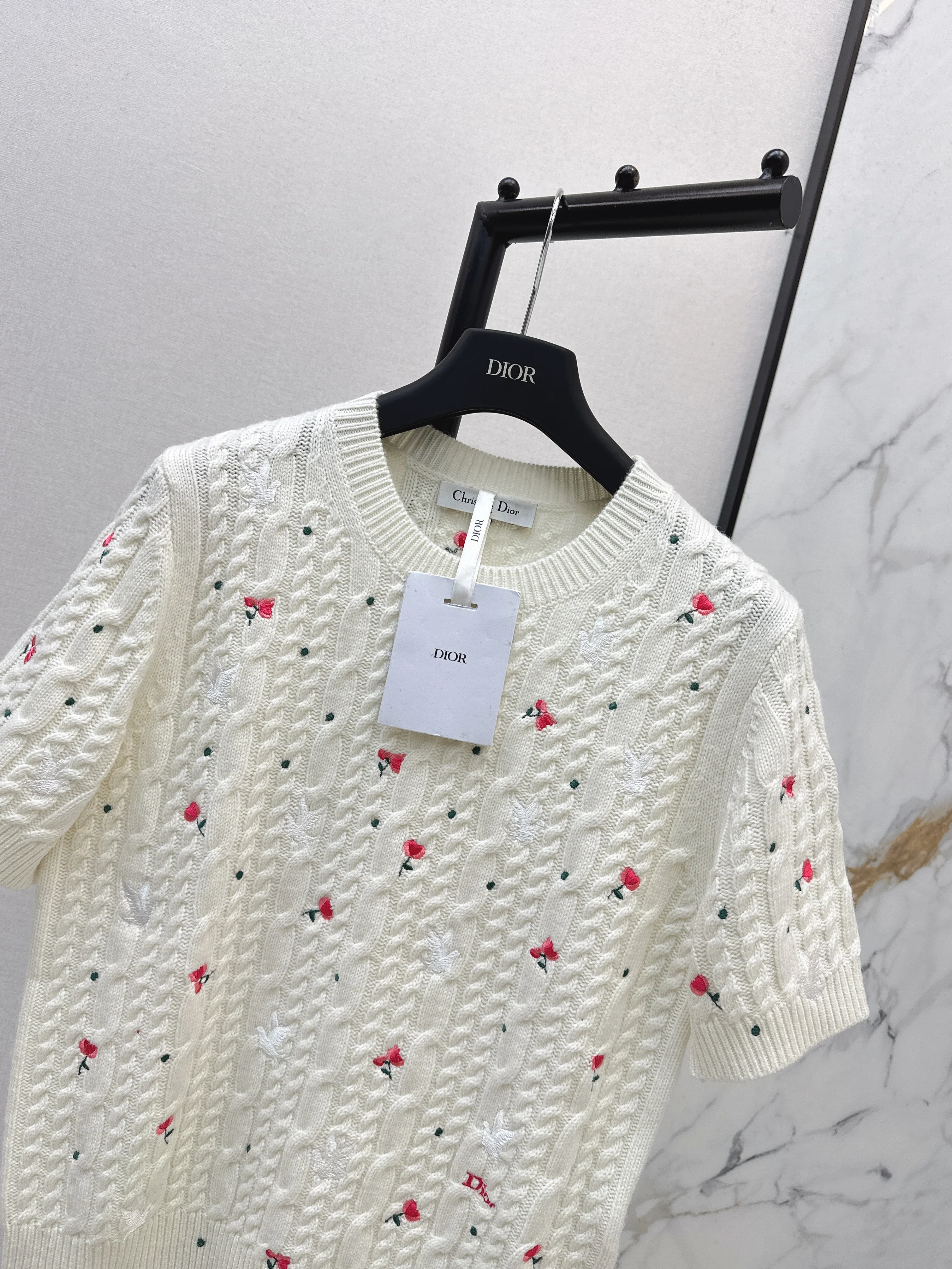 CD 26ss embroidery short sleeve knitwear