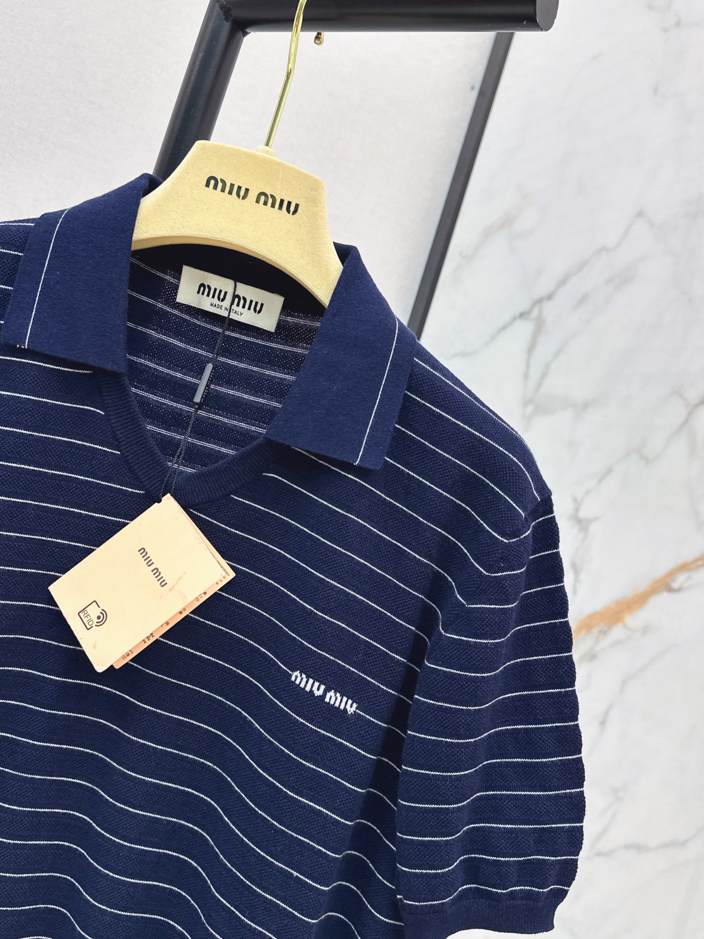 Miu 26ss stripe polo shirt
