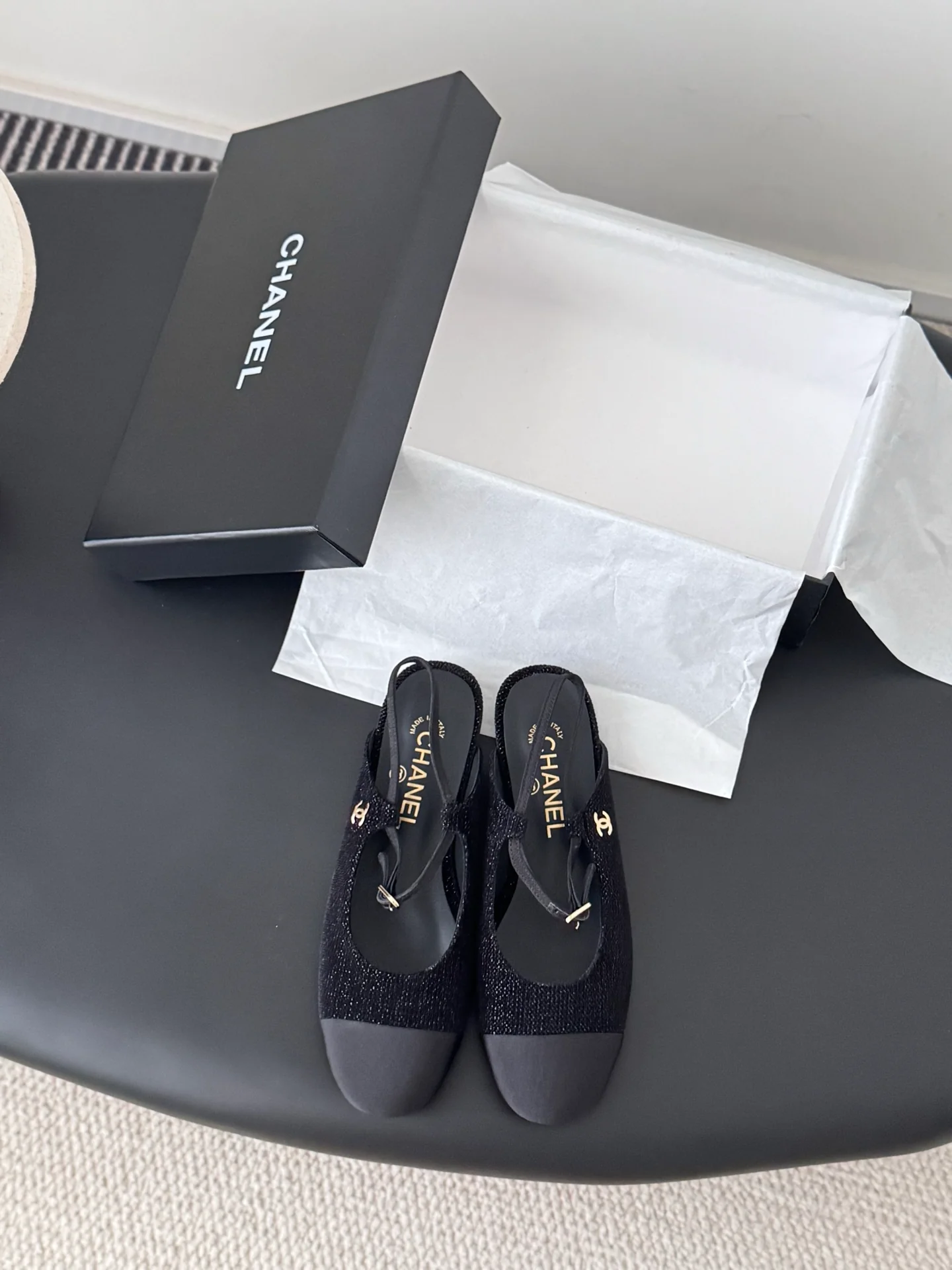 Chan 25fw slingback mary jane flats