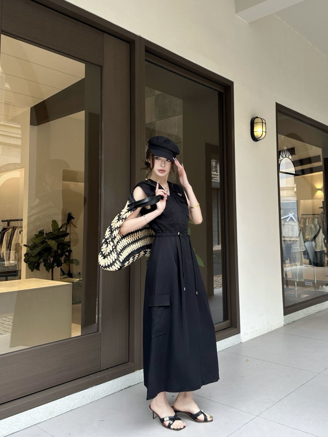 Pra 26ss drawsting sleeveless dress
