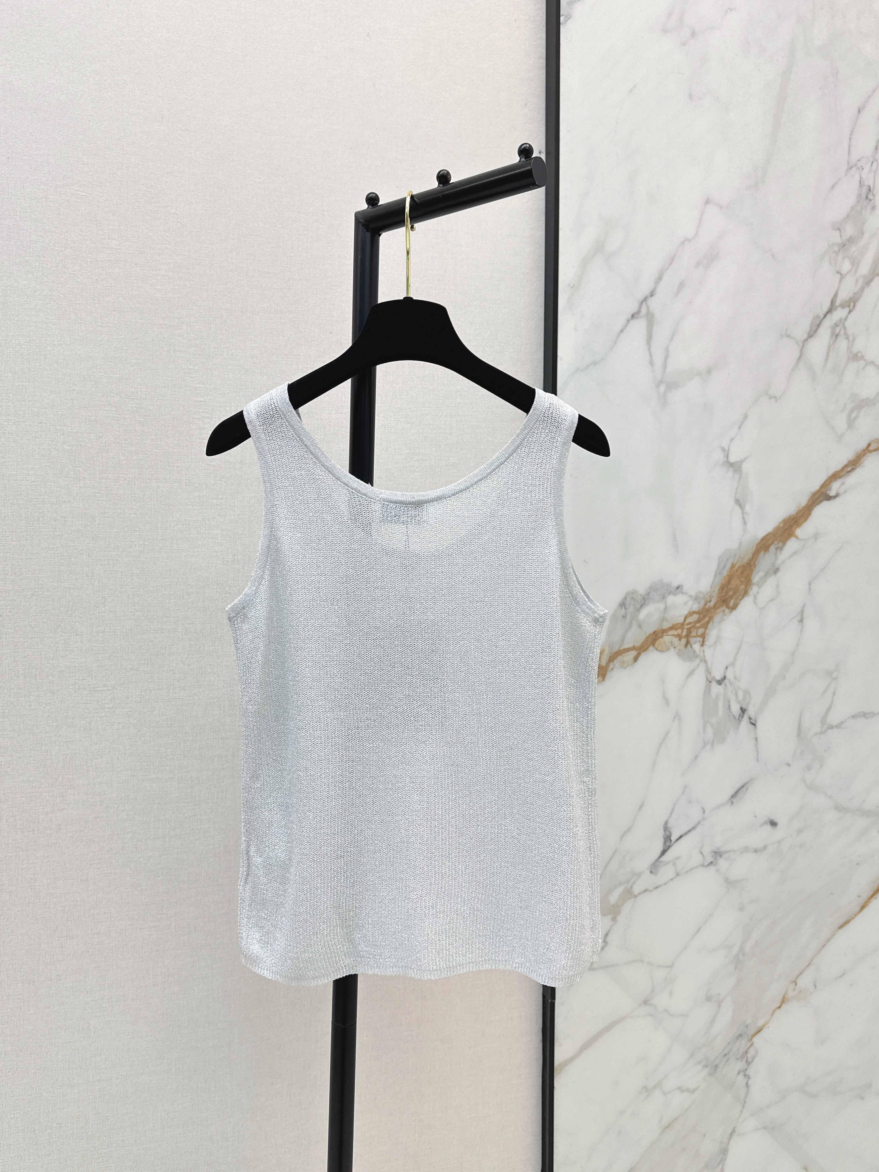 Chan 26ss rhinestone knit vest